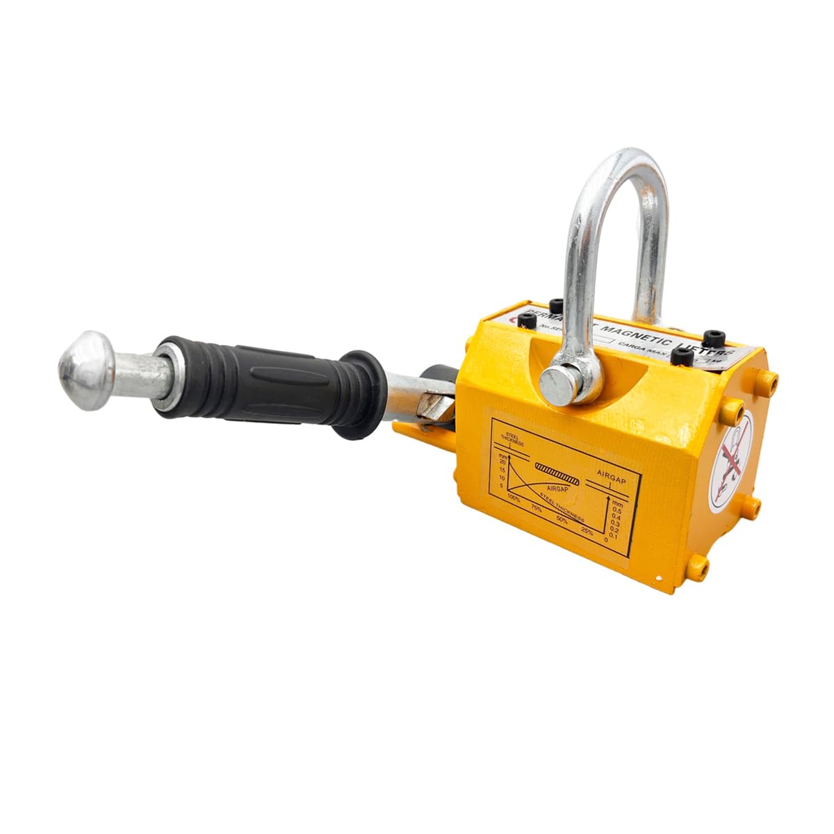 220 lb Permanent Magnetic Lifter - Heavy Duty Rare Earth Magnet for Lifting Steel Plates & Metal Boards - Shop Crane & Hoist Accessory - Ideal for Metalworking, Construction & Industrial Applications