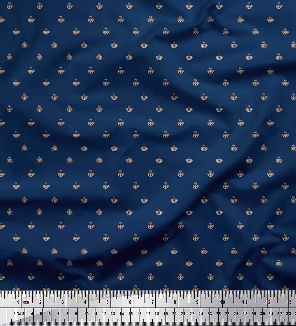 Soimoi Blue Georgette Viscose Fabric by The Yard - 42 Inch Wide - Tea Cup Printed Shirting Material for Dresses, Curtains & DIY Crafts - Perfect for Tea Party Decor, Summer Apparel & Home Sewing Projects