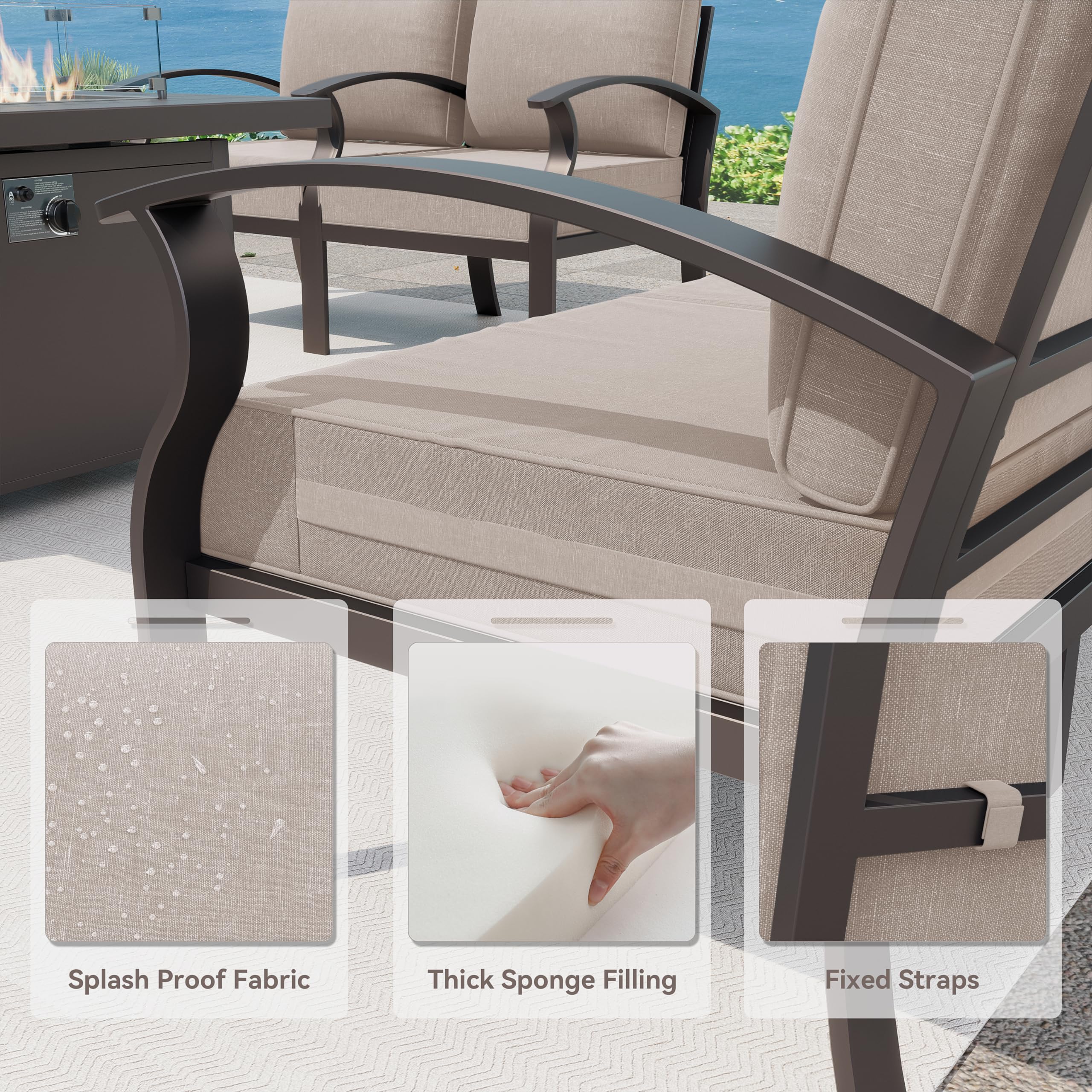 8-Piece Aluminum Patio Furniture Set - Modular Outdoor Sectional with Swivel & Rocking Sofas, Coffee Table - Durable Metal Conversation Set for Deck, Backyard, Lawn, Sand - Perfect for Outdoor Entertaining & Relaxation