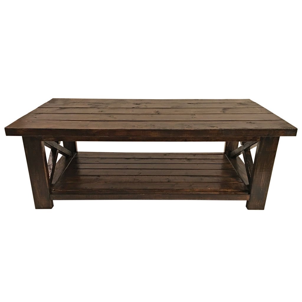 Rustic Modern Farmhouse Coffee Table - Solid Wood Living Room Table for Home Decor, Cozy Gatherings & Entertainment Spaces