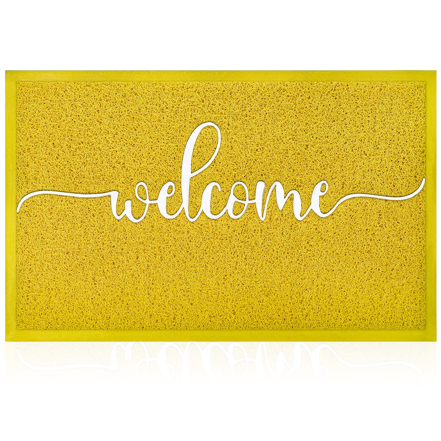 AAZZKANG Non-Slip Yellow Welcome Doormat - Indoor/Outdoor Front Door Mat with Dirt-Trapping Design, Easy to Clean Rubber Backing - Perfect for Entryways, Patios & Mudrooms