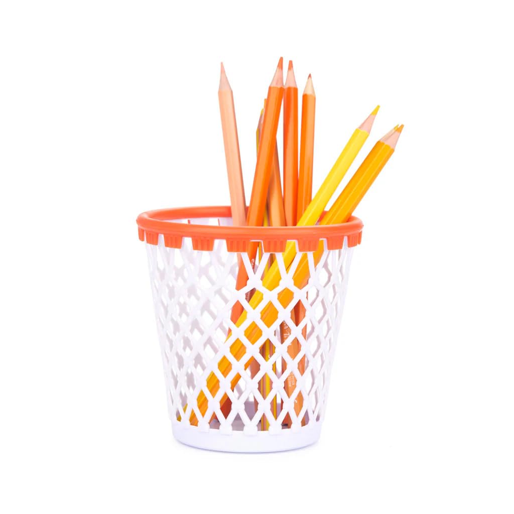 Balvi White Plastic Basketball-Themed Pencil Holder - Perfect for Basketball Fans, School Supplies, and Office Desk Organization