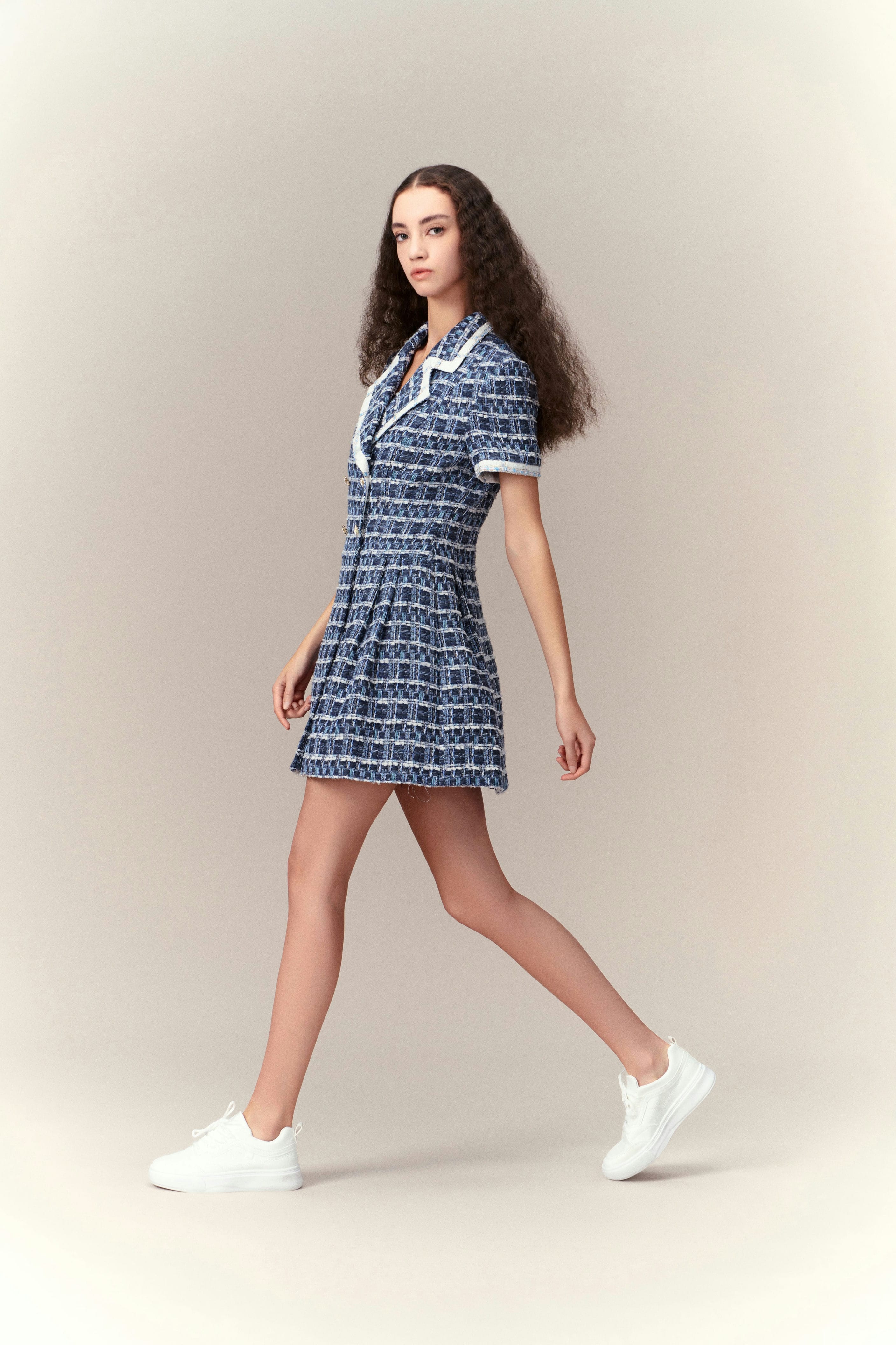 Elegant Double Breasted Geometric Lapel Dress for Women - Formal Office Wear & Evening Party Outfits