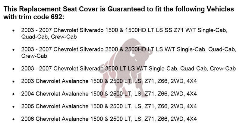2003-2007 Chevy Silverado Avalanche Seat Covers - Premium Dark Gray Leather or Vinyl Replacement Covers for Truck Seats - Perfect for Protection & Style Upgrade