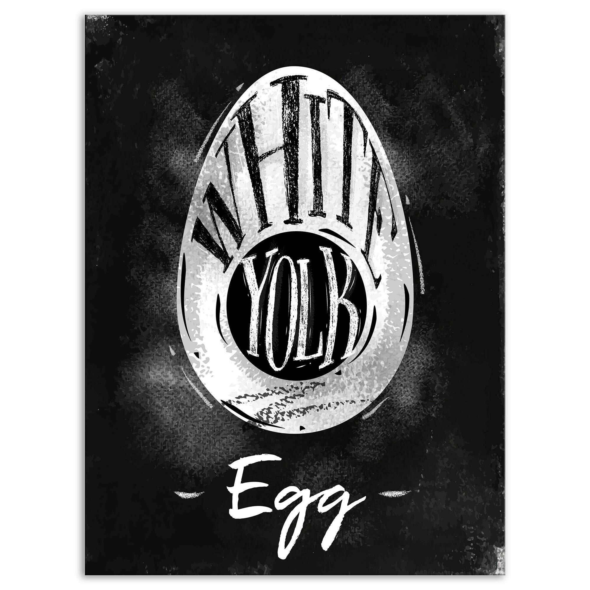 Farmhouse Food Print Wrapped Canvas - 'Egg Cutting Scheme Chalk' Design Art, 8x12 Inches, Black | Perfect for Kitchen Decor, Dining Room Wall Art & Country Style Home Decoration