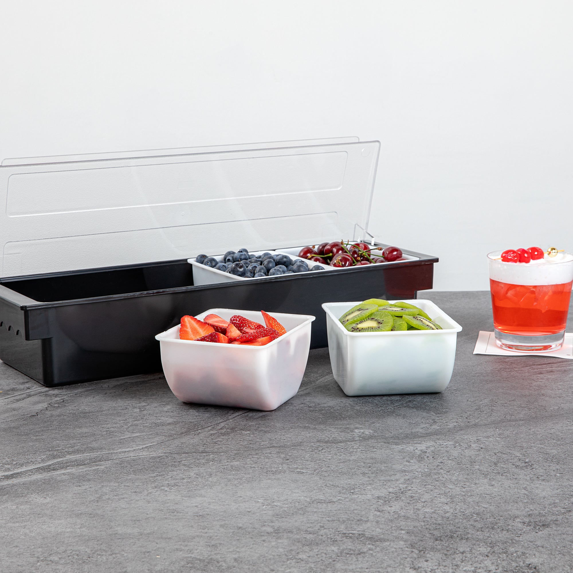 Bar Lux 1.5 Pint White Plastic Insert for 4-Compartment Condiment Caddy - Perfect for Restaurants, Catering & Home Kitchen Organization (1 Count Box)