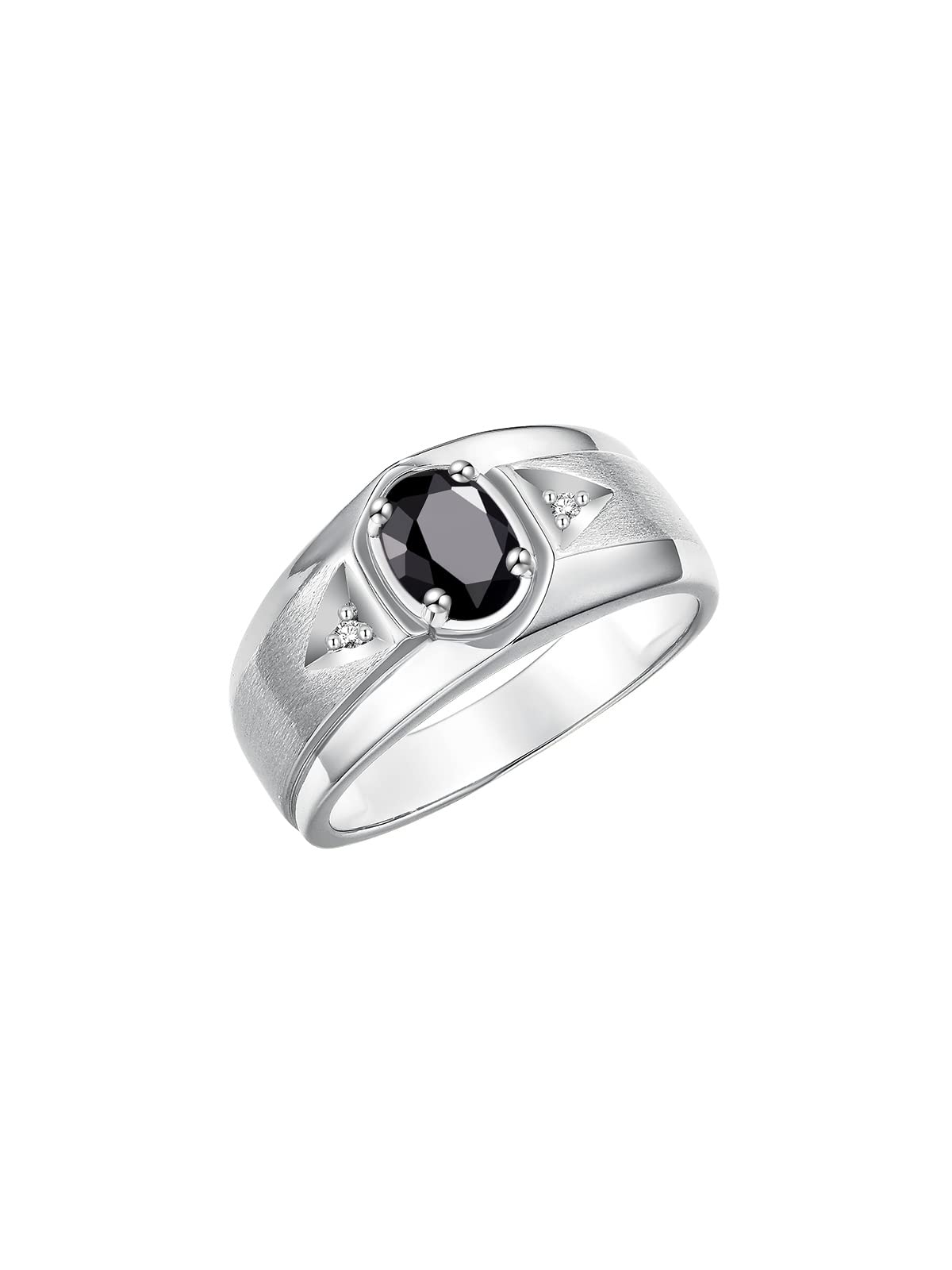 Rylos Men's Sterling Silver 7X5MM Oval Gemstone & Diamond Ring - Classic Birthstone Jewelry for Men, Sizes 8-13 | Perfect for Weddings, Anniversaries & Special Occasions