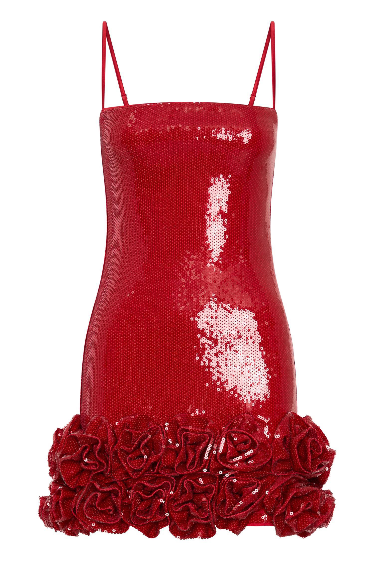 Faye Sequin Flower Mini Dress - Elegant Ruby Red Party Gown for Women | Perfect for Evening Events, Cocktail Parties & Special Occasions