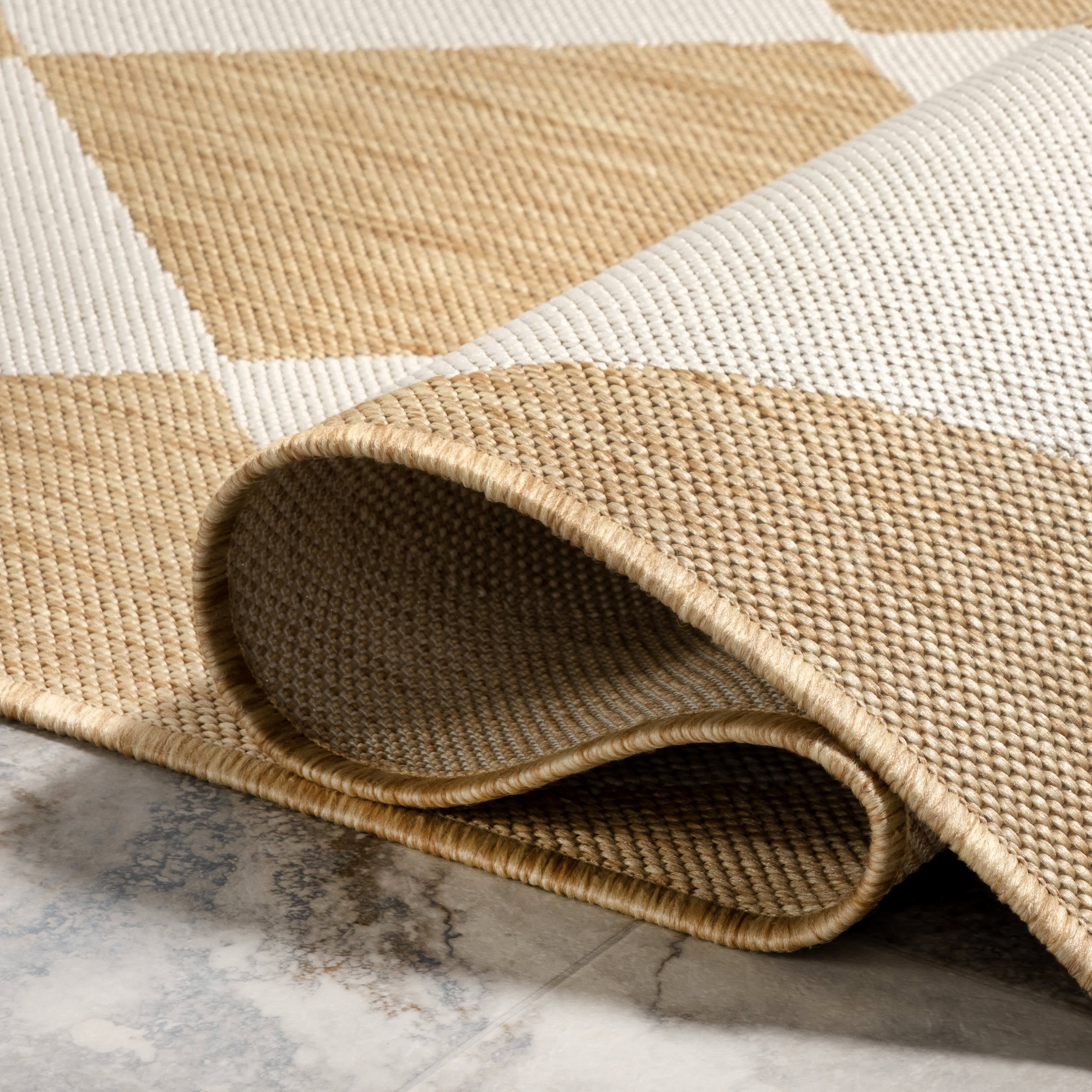 Adelaide Harlequin Indoor/Outdoor Area Rug - Tan Bohemian Style Non-Slip Floor Mat for Living Room, Bedroom, Patio & Deck Decor