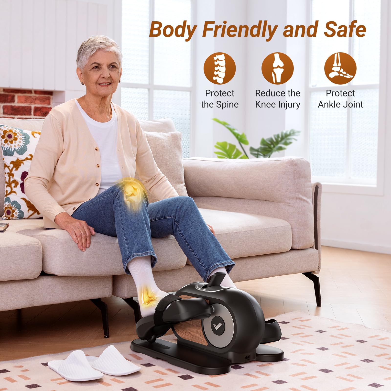 MERACH Under Desk Elliptical Machine - Quiet Electric Pedal Exerciser with Remote Control & 12 Speed Levels, Portable Leg Exercise Equipment for Home & Office Use - Perfect for Seniors, Workouts While Sitting, and Active Lifestyle