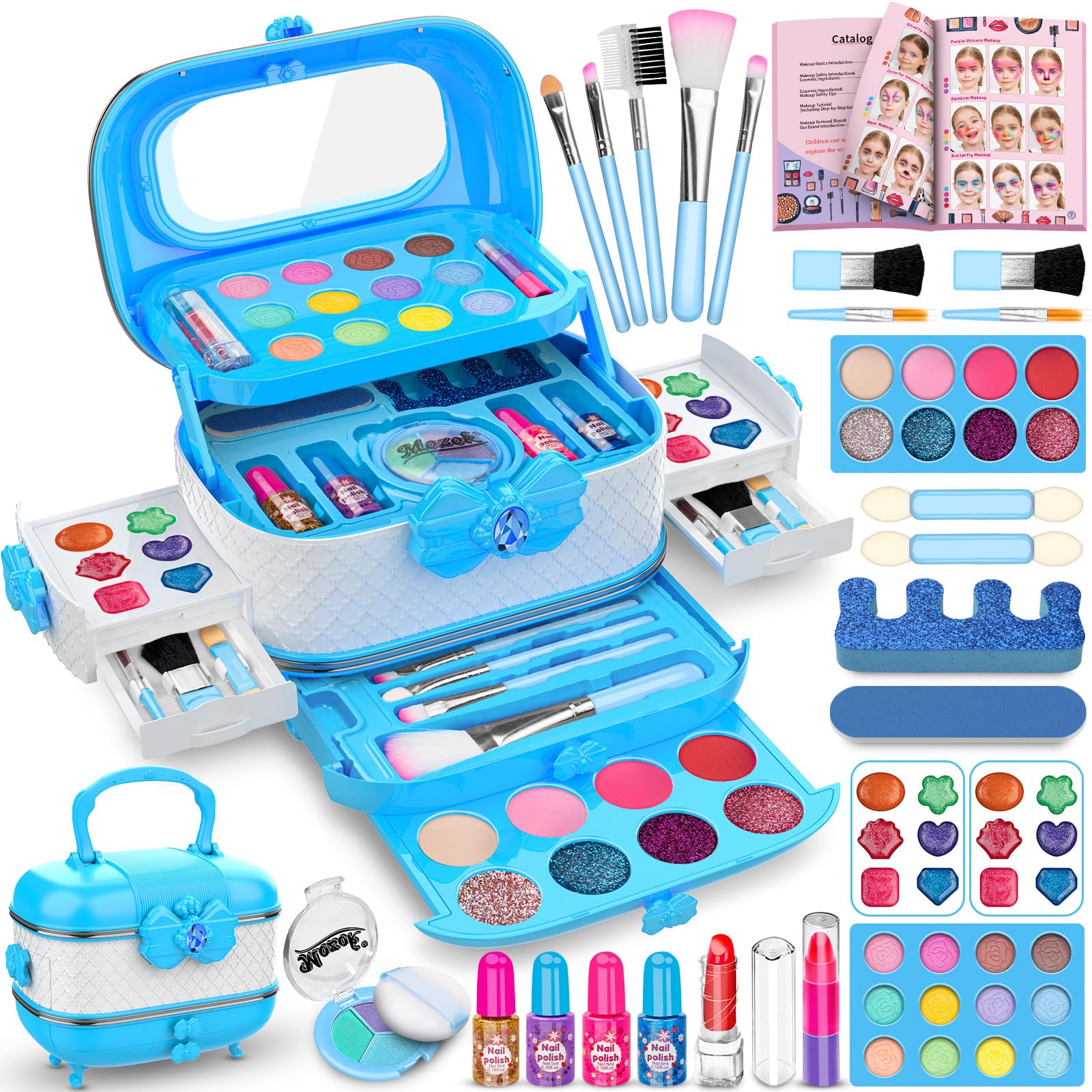 Washable Kids Makeup Kit for Girls - Princess Beauty Set with Case, Perfect Gift for 3-12 Year Olds | Frozen Themed Playtime Fun
