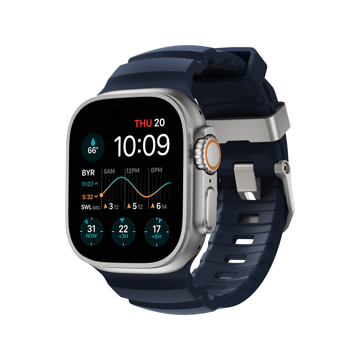 NOMAD Rocky Point Band for Apple Watch 44mm 46mm ULT - Durable Rugged Strap for Outdoor Adventures, Workouts & Daily Wear - Atlantic Blue