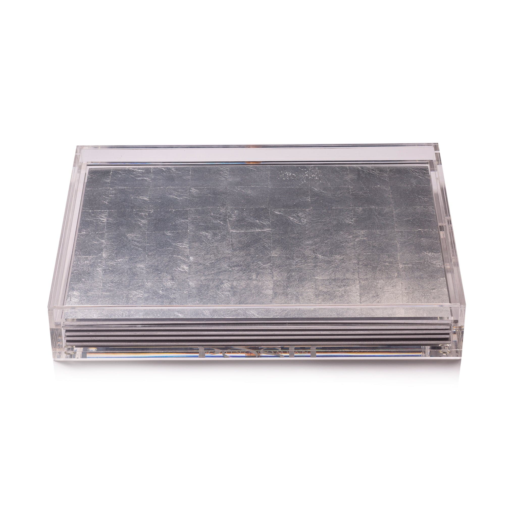 Elegant Servebox Clear Silver Leaf - Chic Matte Silver Tableware for Fine Dining & Special Occasions
