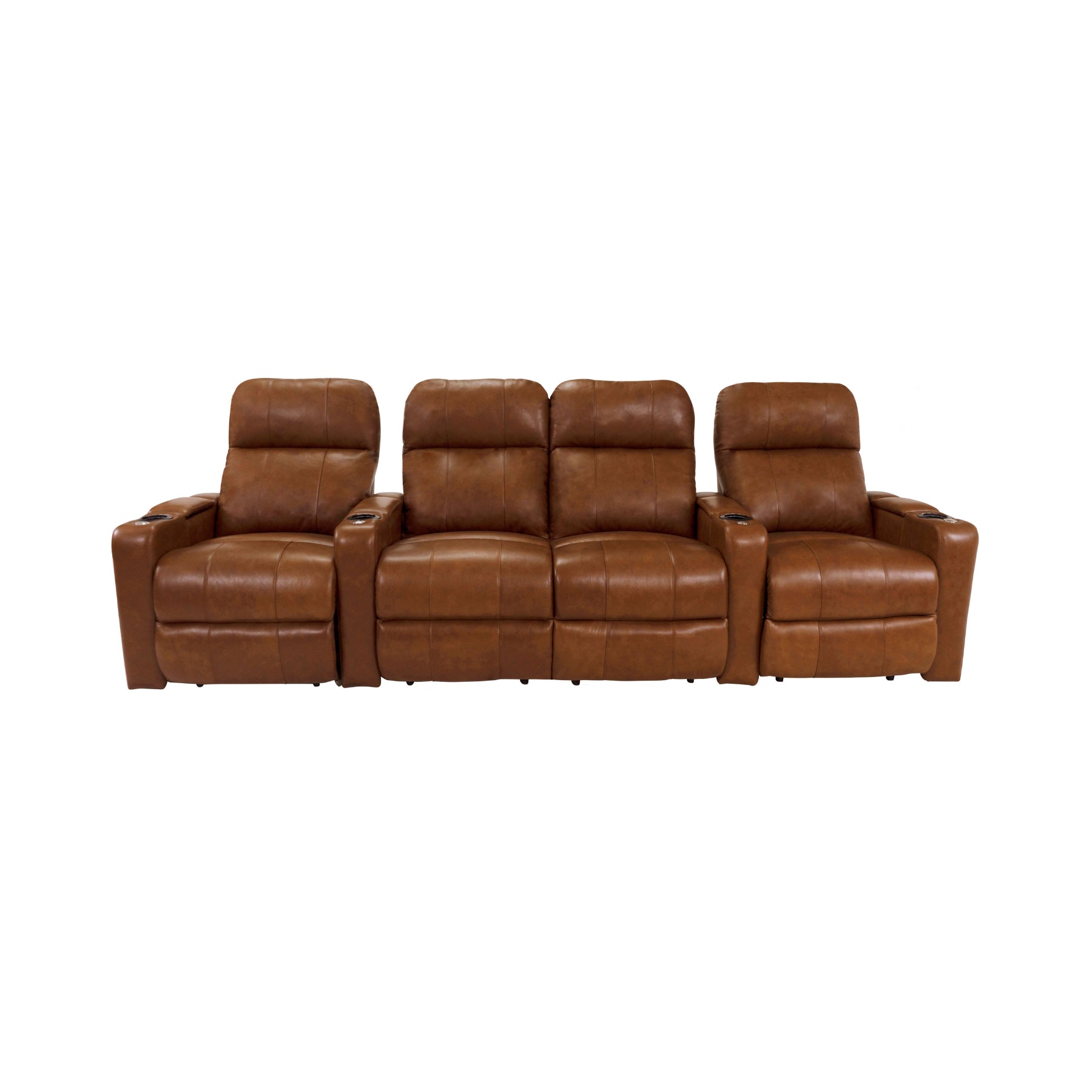 RowOne 4-Piece Recliner Set - Ultra Soft Fabric Sectional Sofa with Cup Holders and USB Ports | Perfect for Living Room, Home Theater, and Family Gatherings