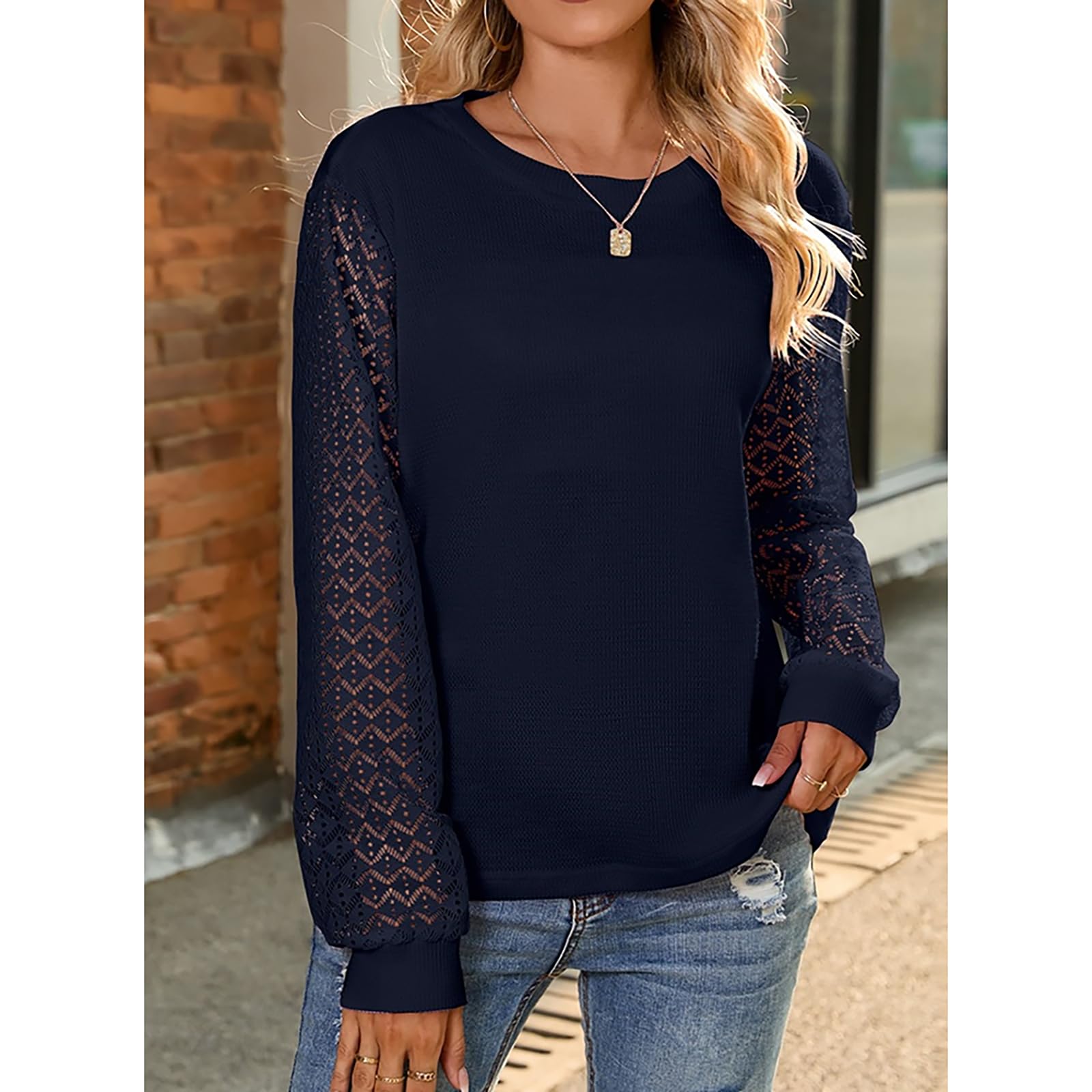 Mayntop Women's Cotton Waffle Knit Sweater - Long Sleeve Loose Fit Pullover Jumper for Spring & Fall | Casual Elegant Top for Work, Dating & Weekend Outfits