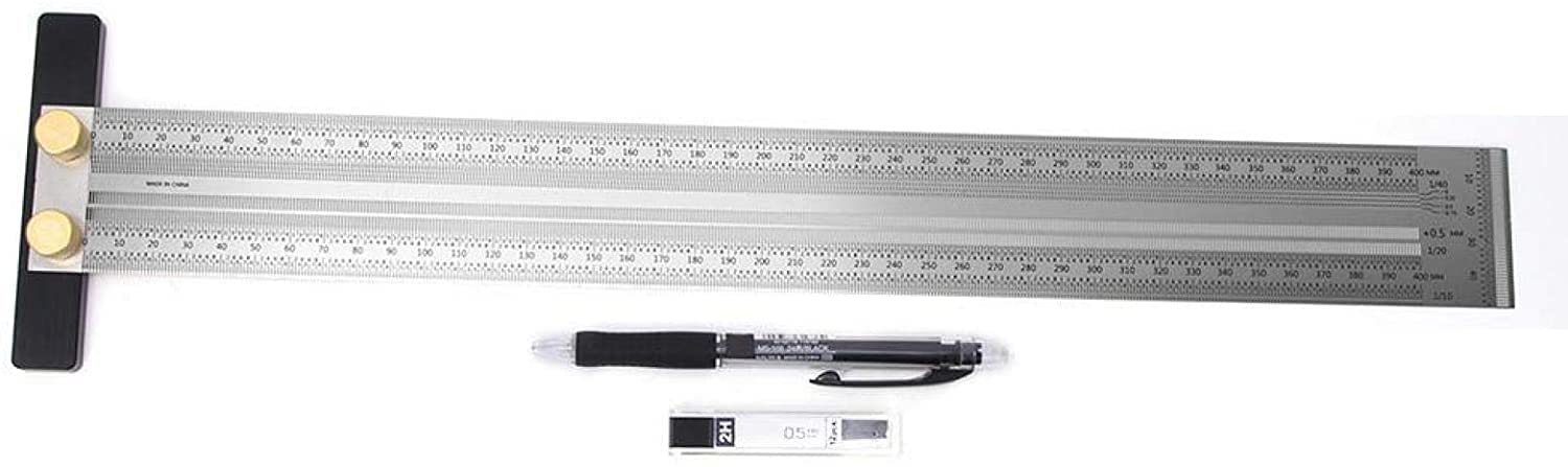 DOOFAN Stainless Steel T-Rule Scale Ruler - T-Shaped Woodworking Measuring Tool for Precise Marking & Positioning | Perfect for Carpentry, DIY Projects & Metalworking