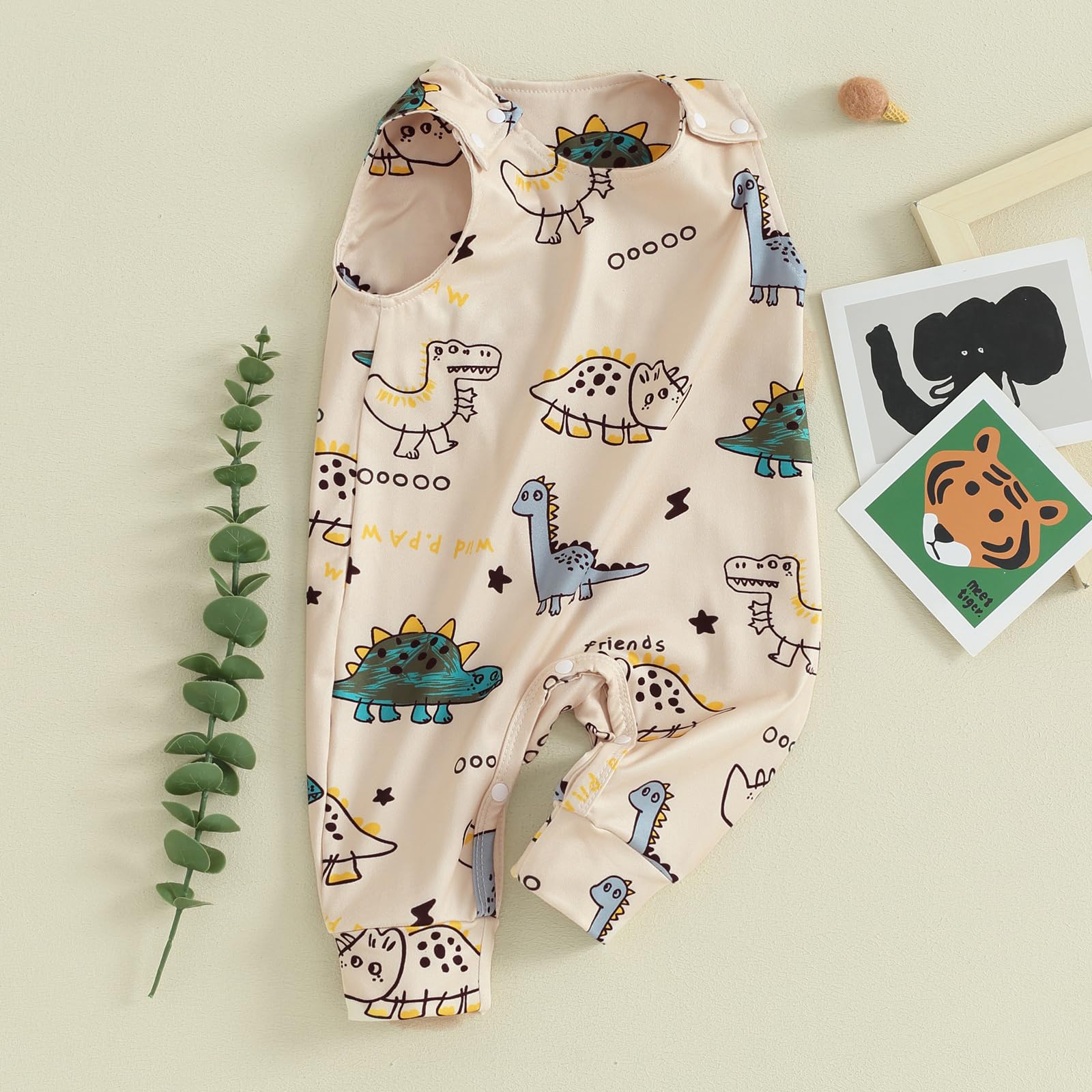 Dinosaur Baby Romper Jumpsuit - Cute One-Piece Overalls for Baby Boys | Soft Summer Outfit for Infants | Perfect for Playtime, Photos & Daily Wear