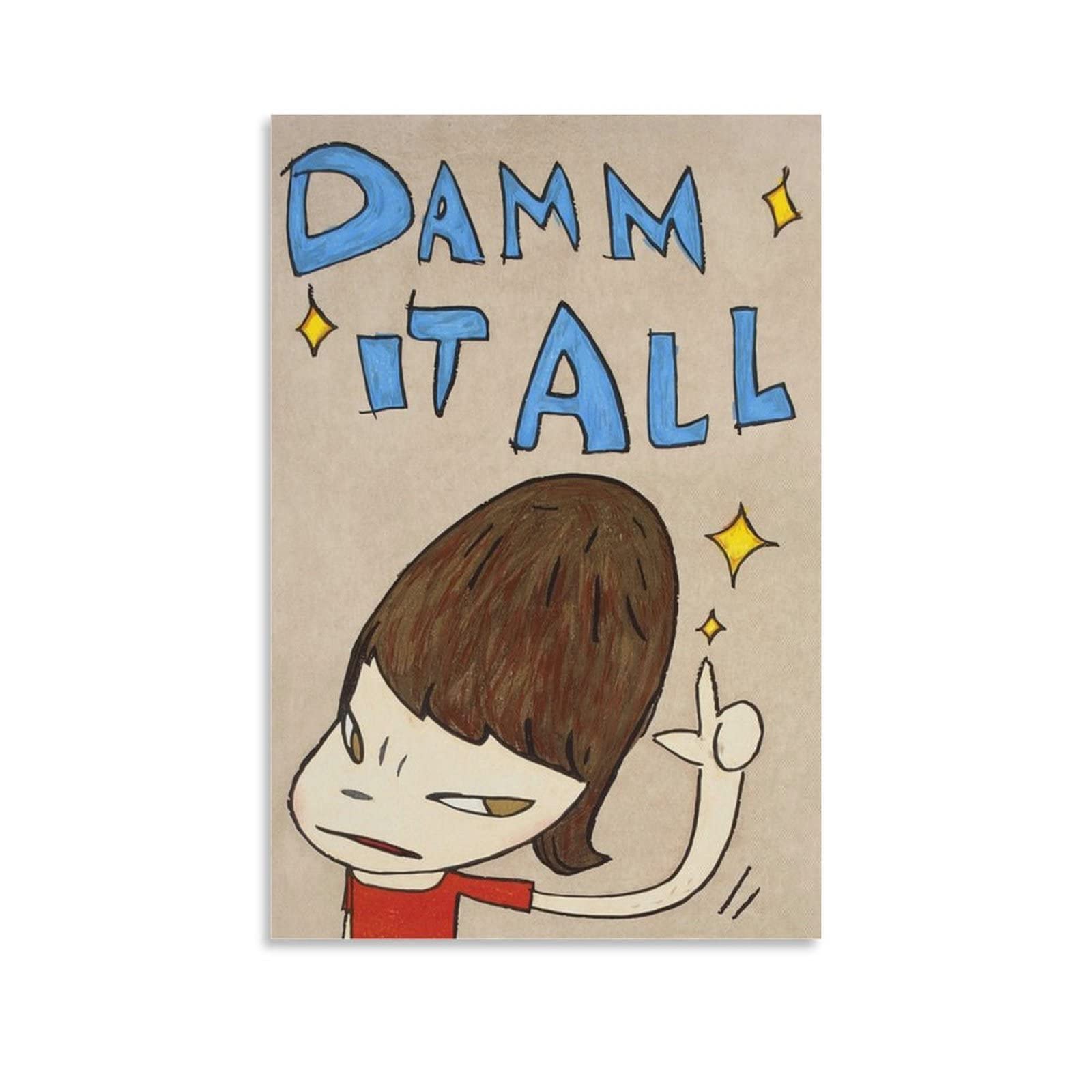 Yoshitomo Nara Print Posters - Cartoon Art Damn It Al Canvas Wall Art for Living Room & Bedroom Decor - 12x18inch (30x45cm) Unframed - Perfect for Anime Fans, Art Collectors & Modern Home Styling