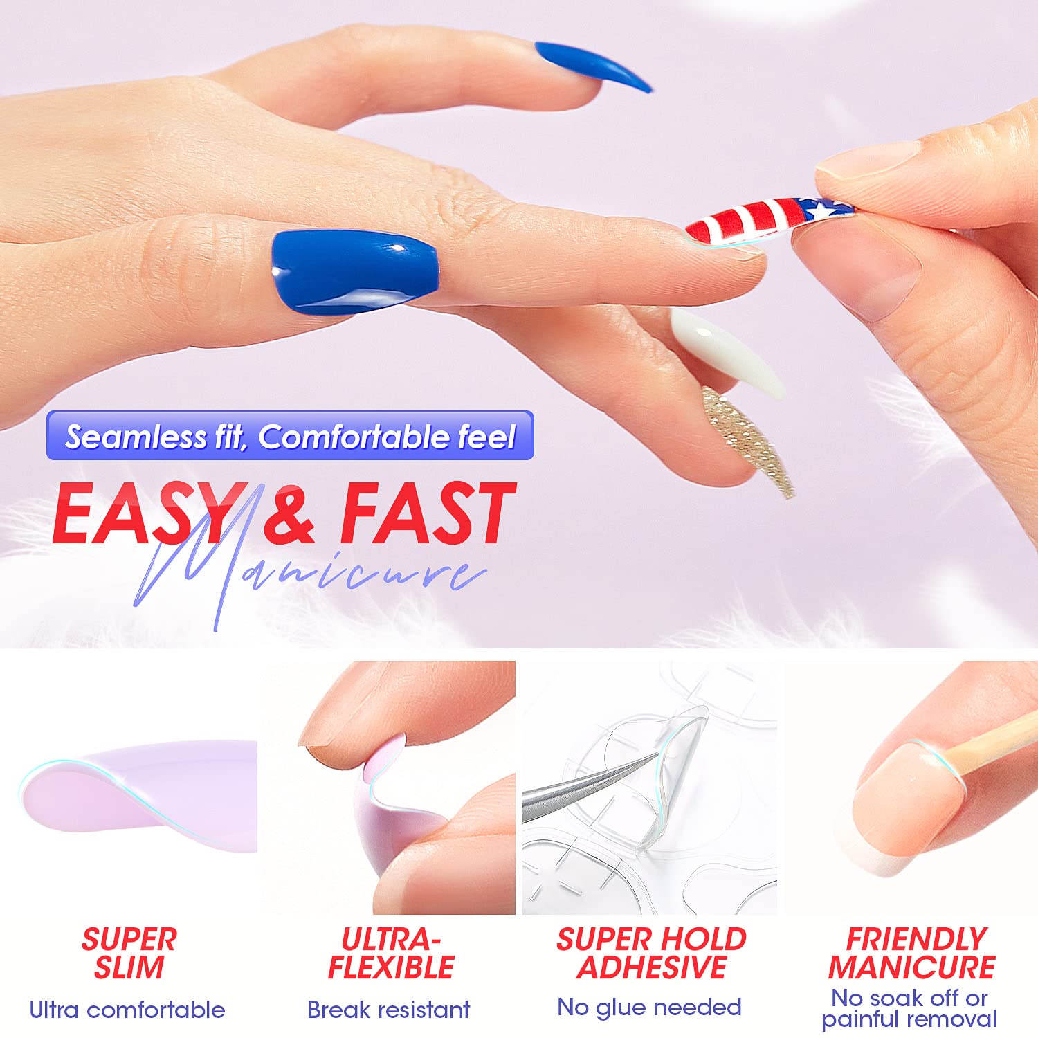 Short Coffin Press On Nails Kit - 56Pcs Fake Nails with Solid Colors (2 Sets), Acrylic Stick On Nails for Women, Nude Salmon Manicure Set - Perfect for Parties, Weddings & Everyday Wear