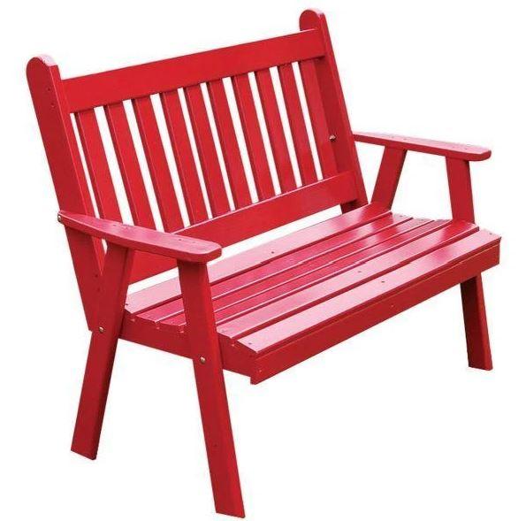 Yellow Pine Traditional English Garden Bench by A&L Furniture – Perfect for Outdoor Patio, Garden, and Backyard Decor