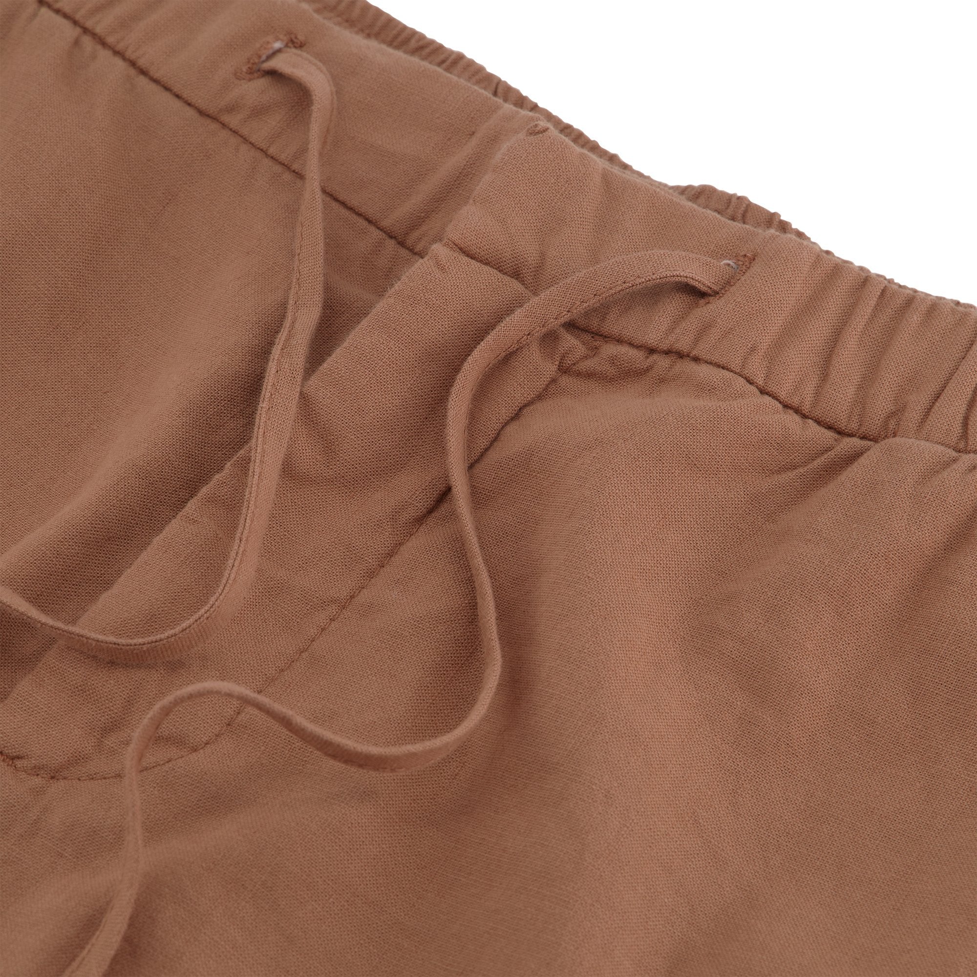 Ferrante Linen Cotton Blend Women's Pants in Biscuit Color - Comfortable Casual Trousers for Work, Travel & Everyday Wear