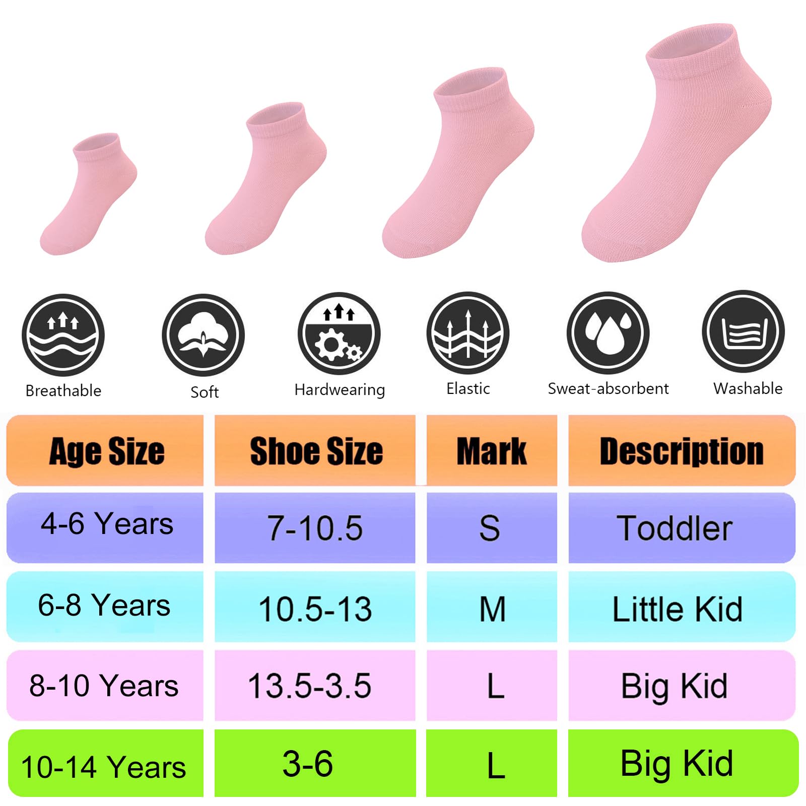 24 Pairs Girls Ankle Socks - Breathable Athletic Running Low Cut Sports Socks for Kids & Teens - Perfect for School, Gym, Soccer & Daily Wear