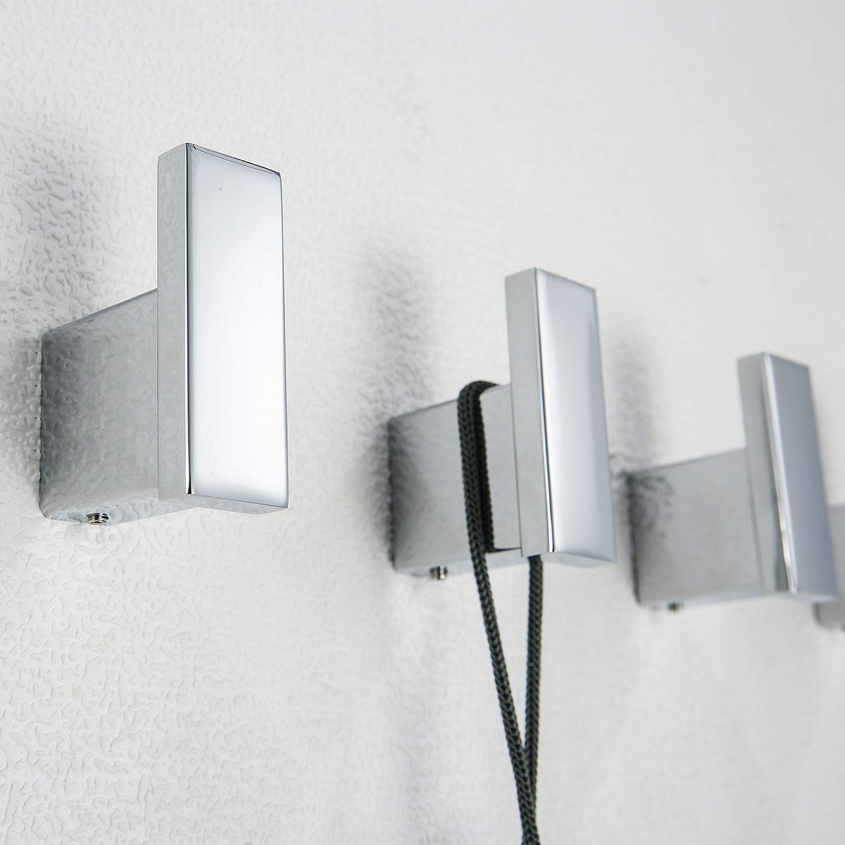 Stainless Steel Towel Hooks 2 Pack - 304 Grade Square Chrome Coat Hooks for Bathroom, Kitchen & Hotel - Wall Mounted Contemporary Hardware Accessories - Perfect for Hanging Towels, Robes & Clothes in Home or Commercial Spaces