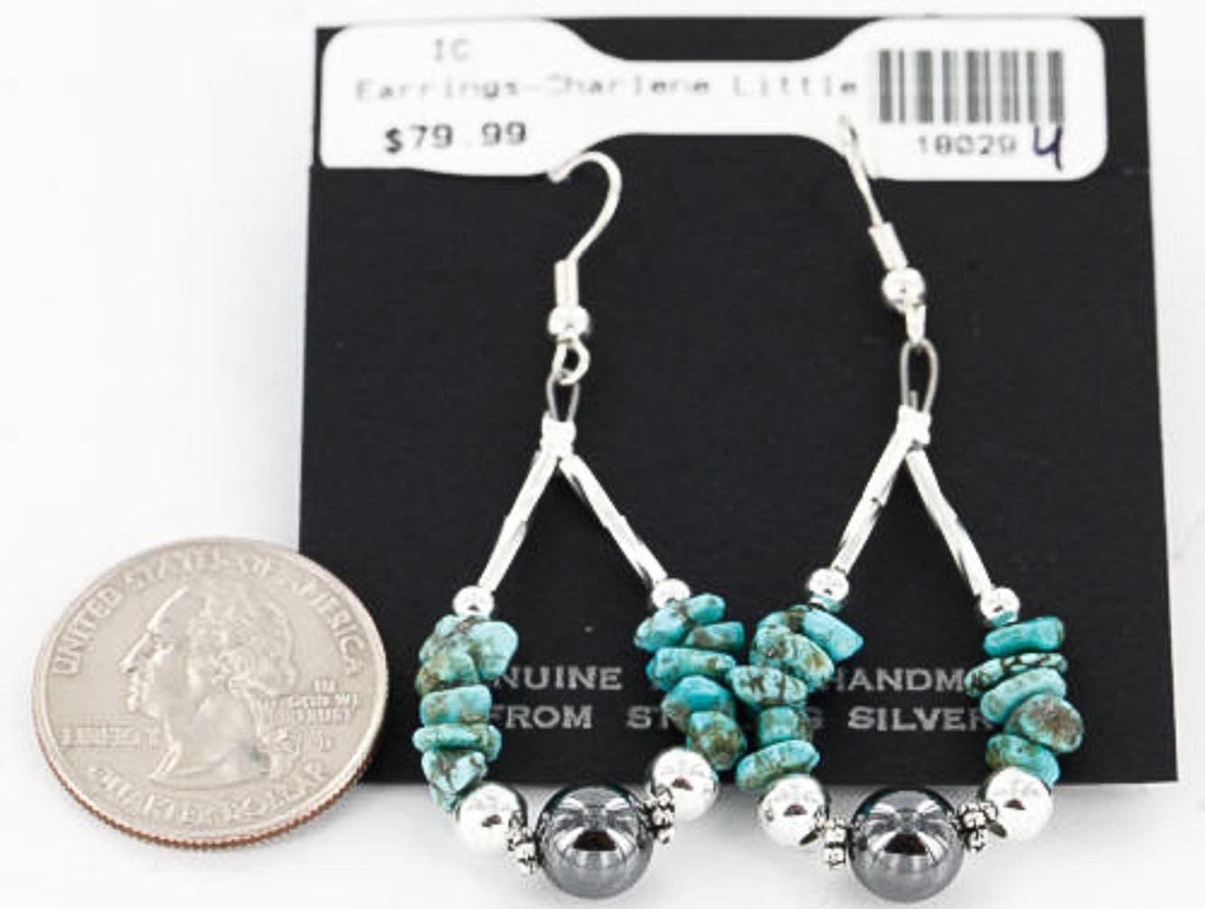 Authentic Navajo .925 Sterling Silver Earrings with Natural Turquoise & Hematite - Native American Handmade Jewelry for Women - Perfect for Casual, Boho & Festival Outfits
