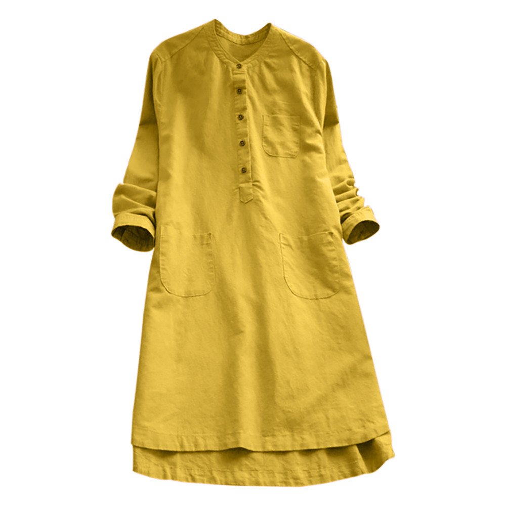 Vedolay 2020 Women's Plus Size Retro Button Down Blouse - Long Sleeve Chiffon T-Shirt Dress for Casual Wear & Office Outfits