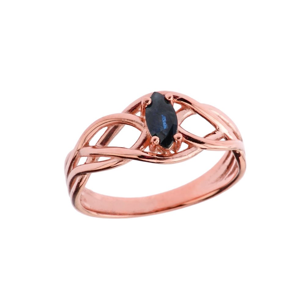 10k Rose Gold Sapphire Celtic Knot Engagement Ring & Promise Ring for Women - Size 5 | Elegant Wedding Band, Anniversary Gift, Irish-Inspired Jewelry for Her | Perfect for Proposals, Valentine's Day & Special Occasions