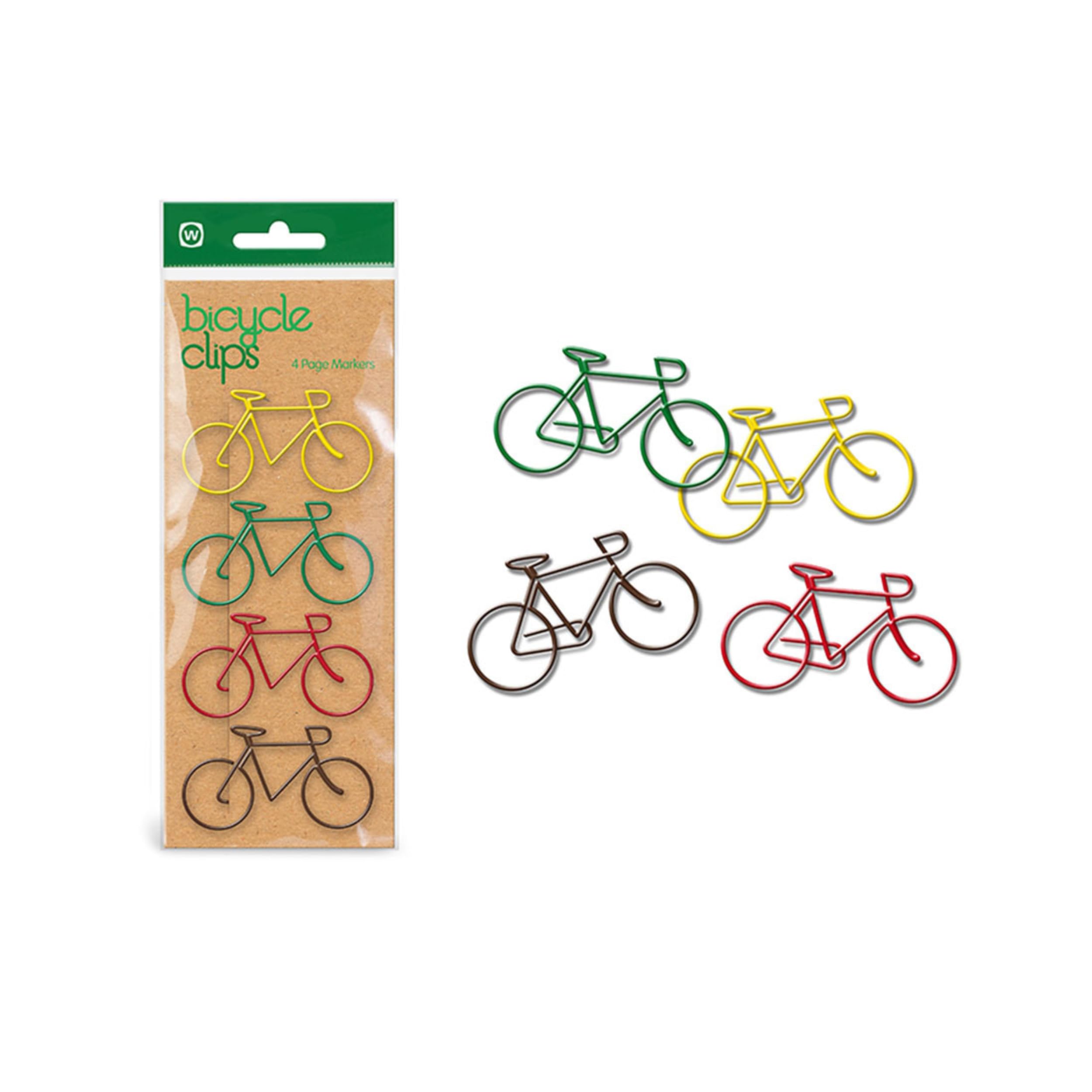 Winkee - Colorful Bicycle-Shaped Paper Clips Set of 4 | Fun & Cute Office Supplies for Organizing Documents, Notes & Bookmarks | Perfect for School, Office & DIY Crafts