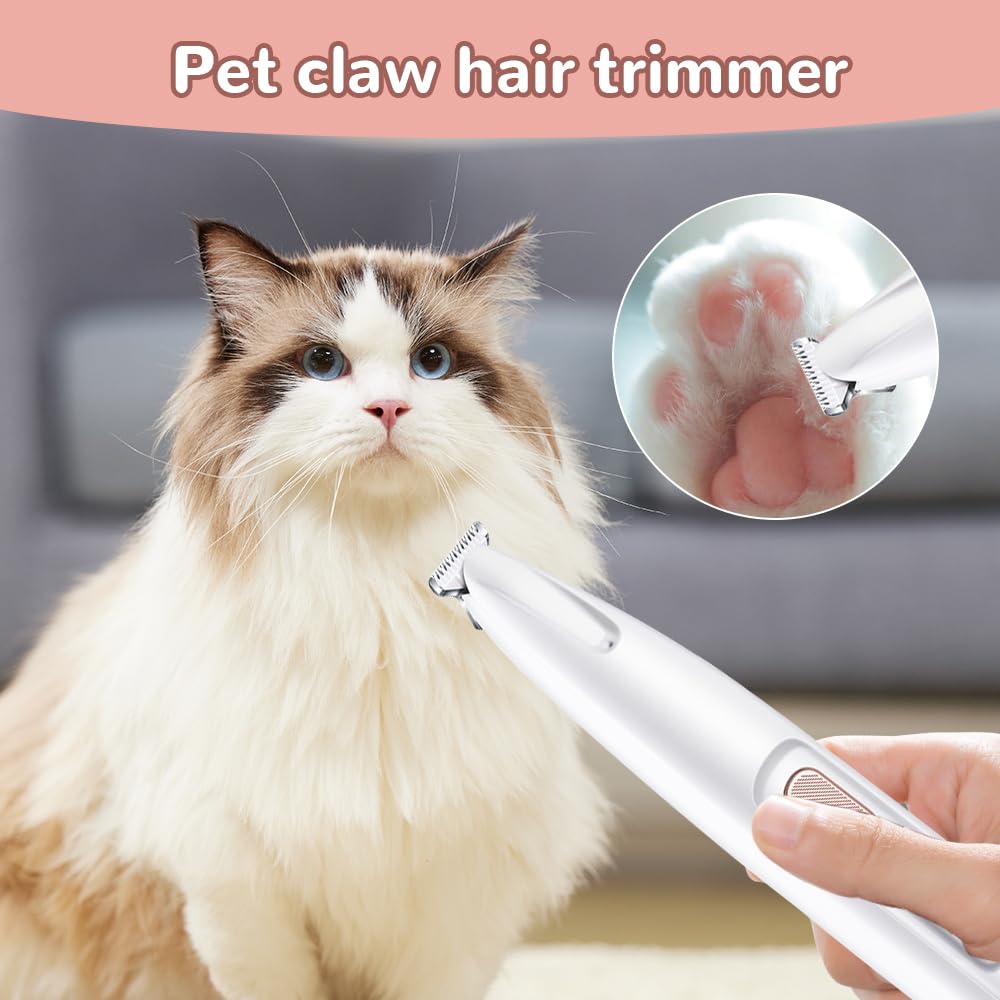 2024 Waterproof Pet Grooming Clippers - Rechargeable Trimmer with LED Light for Paws, Face & Ears | Perfect for Home Pet Care