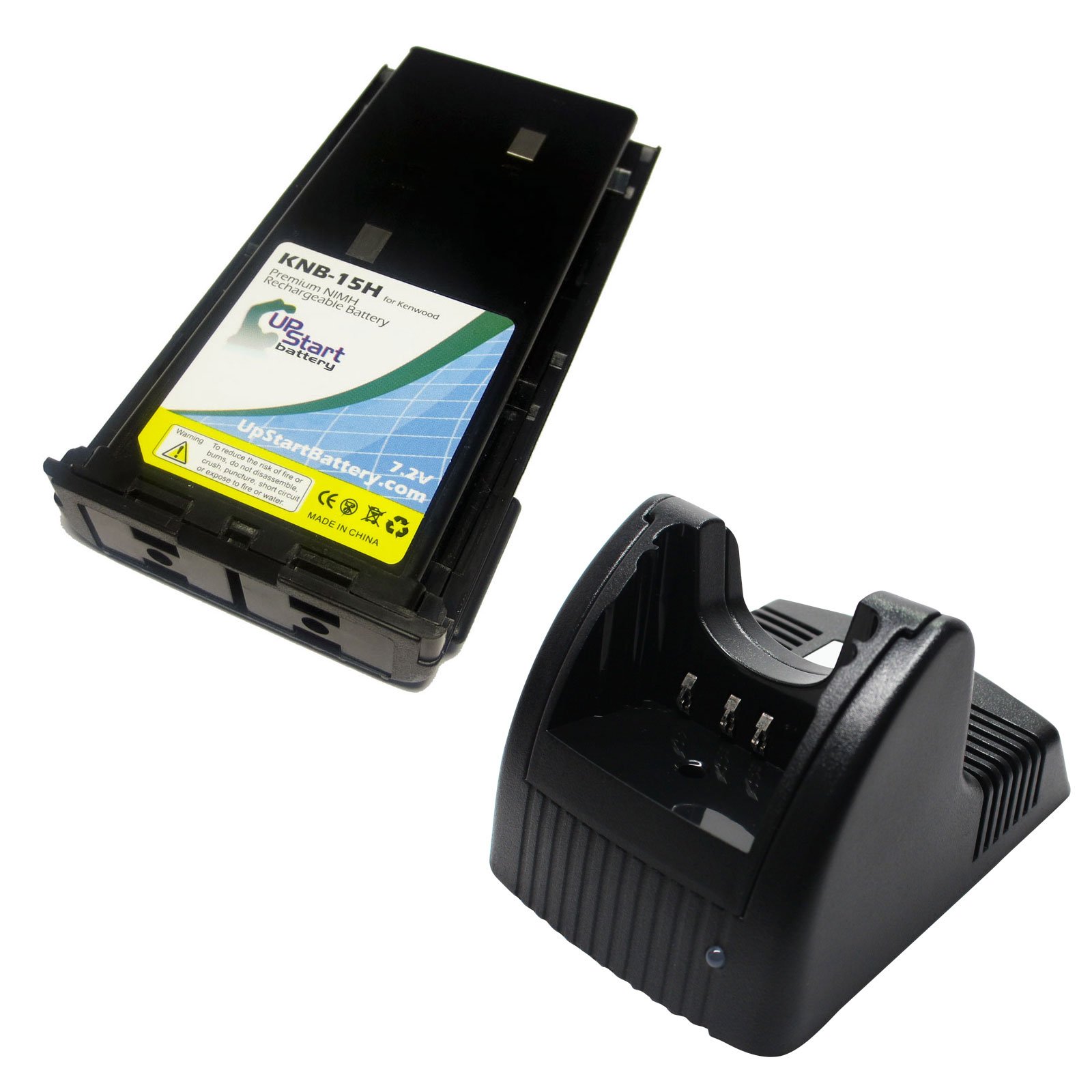 Replacement Battery and Charger for Kenwood KNB-14 KNB-15 Two-Way Radios - 1800mAh 7.2V Ni-MH Battery Pack with Charging Dock - Perfect for Business, Security, and Outdoor Communication