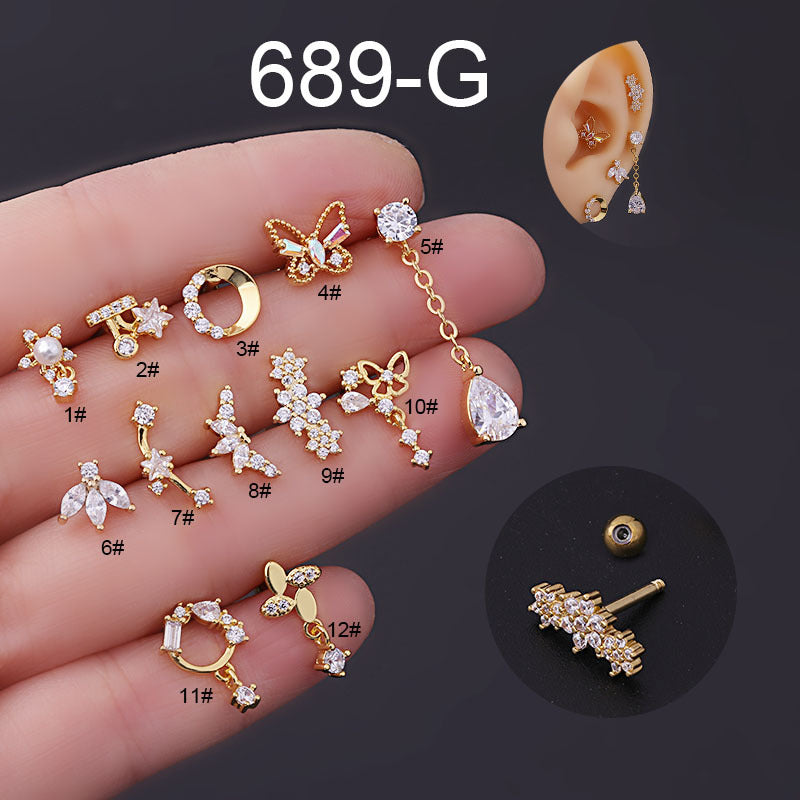 16G Butterfly Helix Stud Tragus Daith Stud Earrings - Stainless Steel Body Jewelry for Cartilage Piercing | Perfect for Everyday Wear, Parties & Gifting