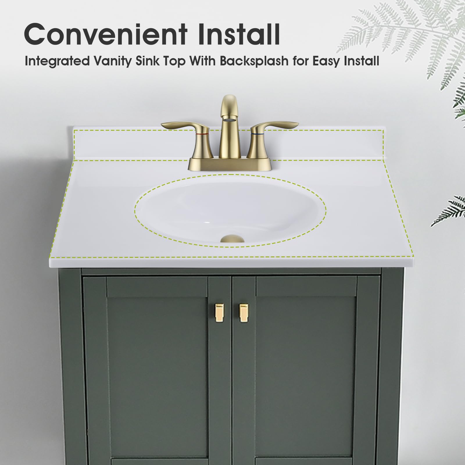 31 Inch White Cultured Marble Bathroom Vanity Top with Oval Sink - 4 Inch Centerset Faucet Hole & Integrated Backsplash - Perfect for Modern Bathroom Renovations and Home Upgrades