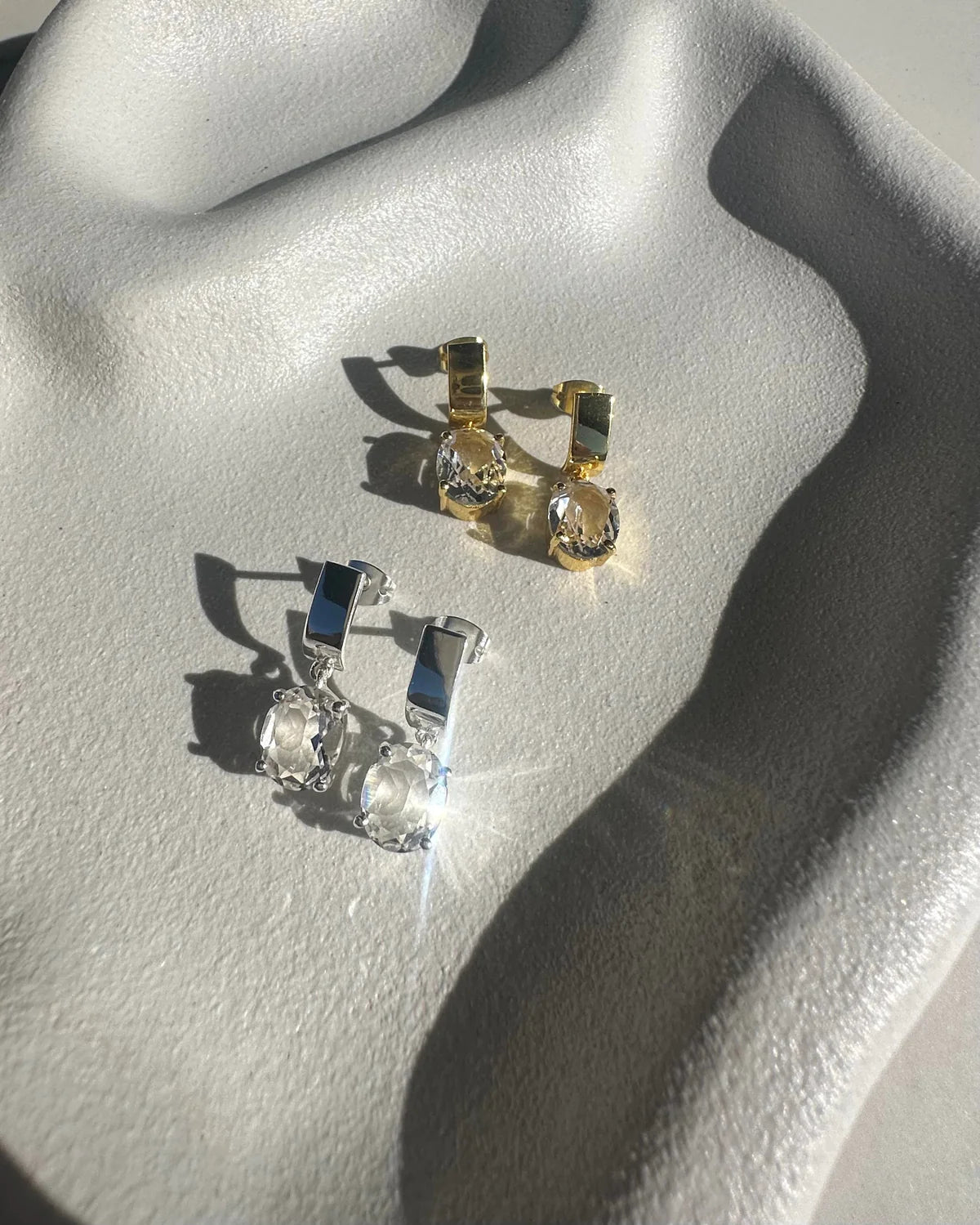 Lola Knight Ella Crystal Quartz Earrings - Sterling Silver Dangle Earrings for Women, Elegant Gift for Birthday, Wedding & Party