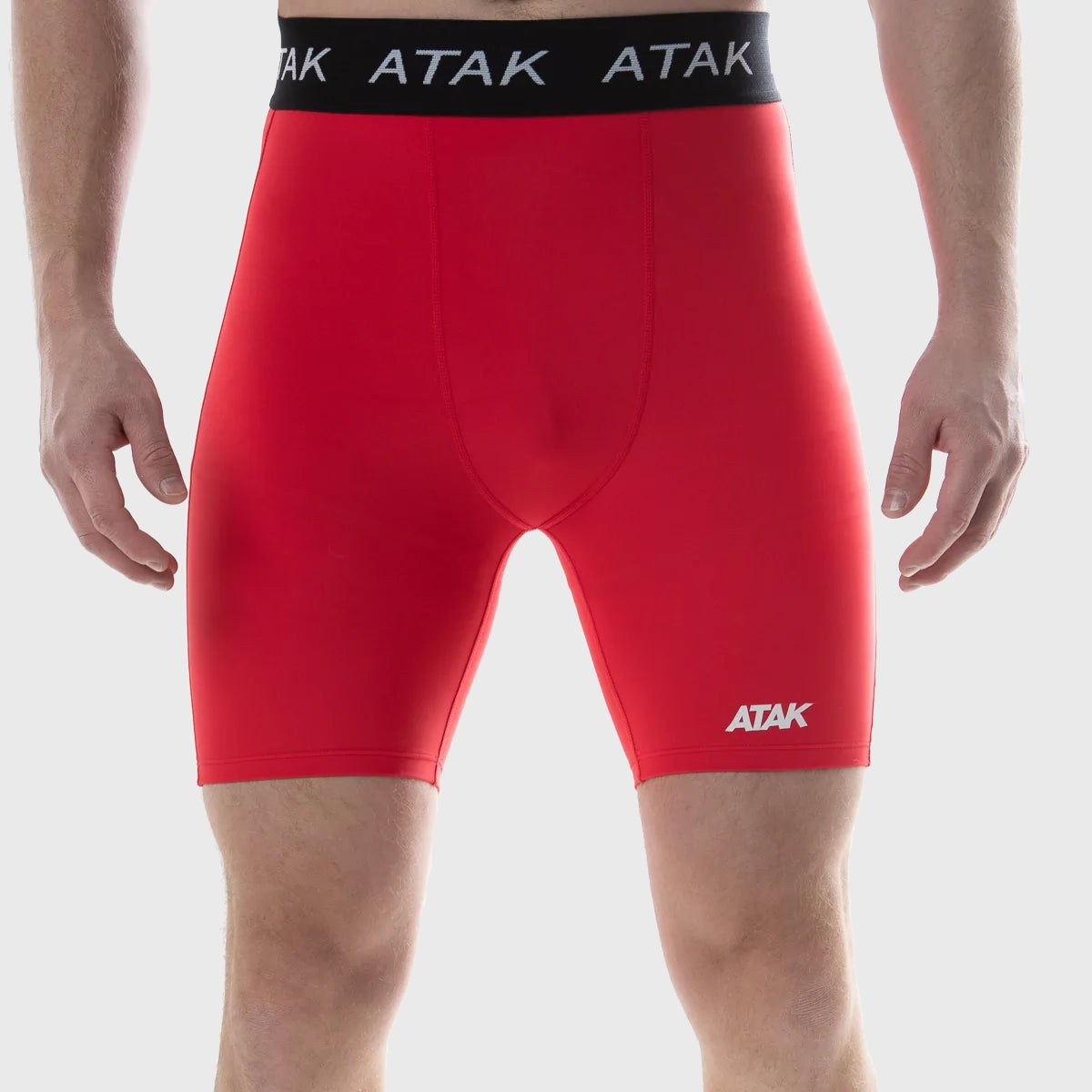 ATAK Sports Men's Compression Shorts - Breathable Workout Shorts for Running, Gym & Training - Moisture Wicking Activewear (Red)