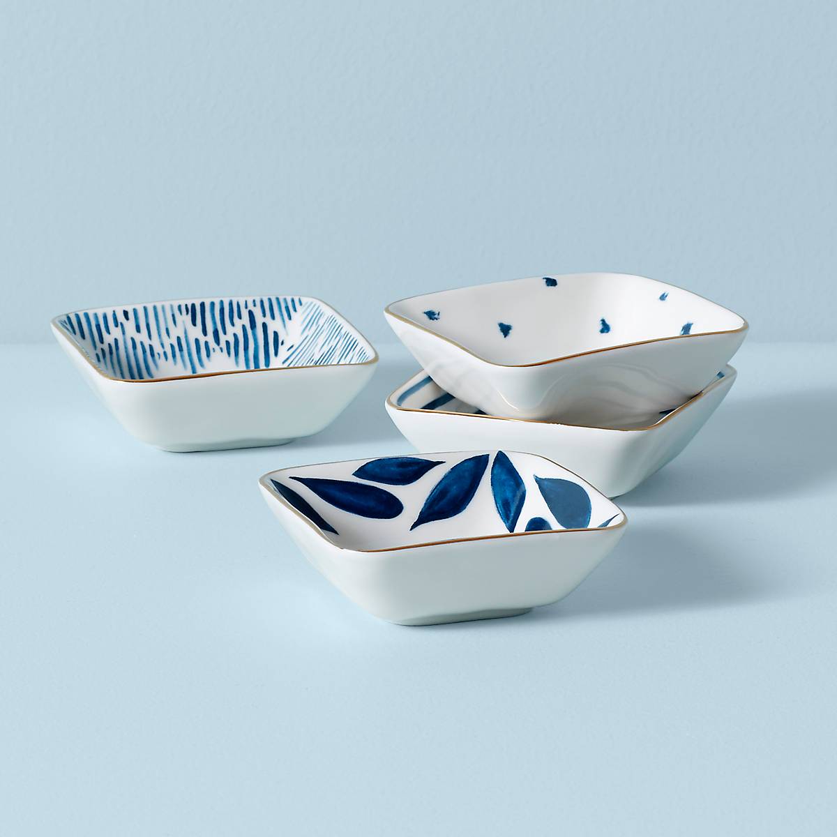 Blue Bay Stacking Dip Bowls Set of 4 - Durable Ceramic Serving Bowls for Chips, Salsa, Nuts & Party Snacks - Perfect for Entertaining, Game Nights & Family Gatherings