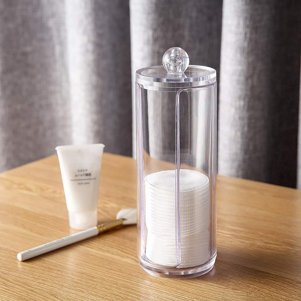 Weimoli Makeup Pads Organizer - Cotton Pad Dispenser & Swab Holder - Round Cosmetic Storage Container for Vanity, Bathroom & Travel - Perfect for Home Makeup Organization