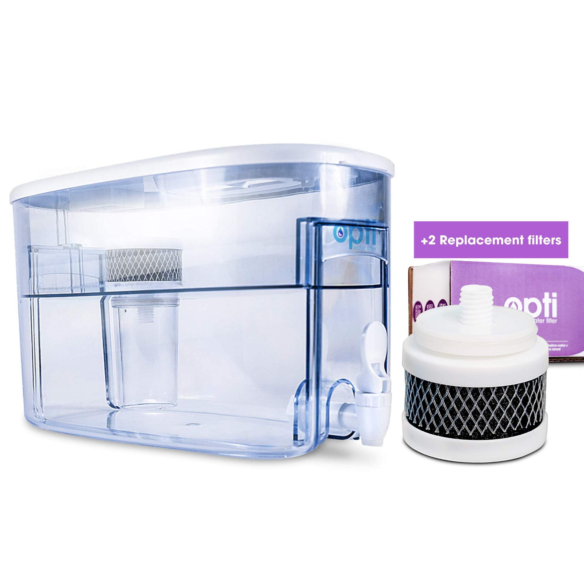 Opti CHILL Alkaline Water Refrigerator Filter Unit with 2 Extra OEM Replacement Filters (120 Gallon Capacity) - Improve Drinking Water Quality for Home & Office Use