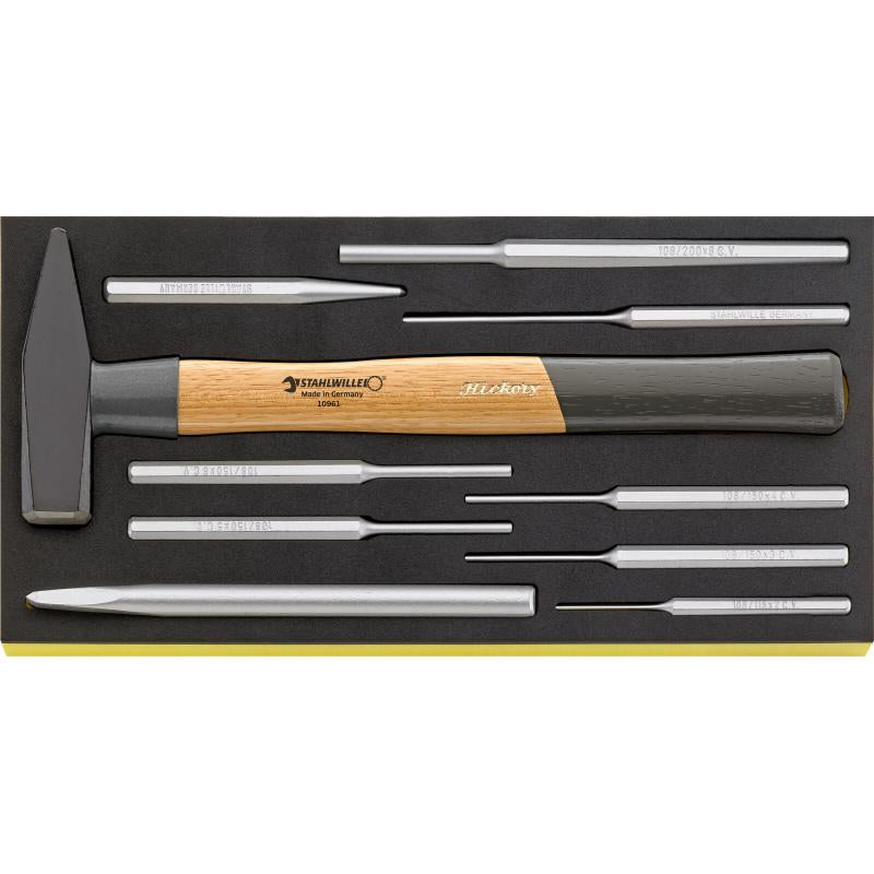 Stahlwille 96830361 TCS 102 108/10960/10 Hammer and Chisel Set with TCS Inlay - Professional Tool Kit for Metalworking, Woodworking, and Construction Projects