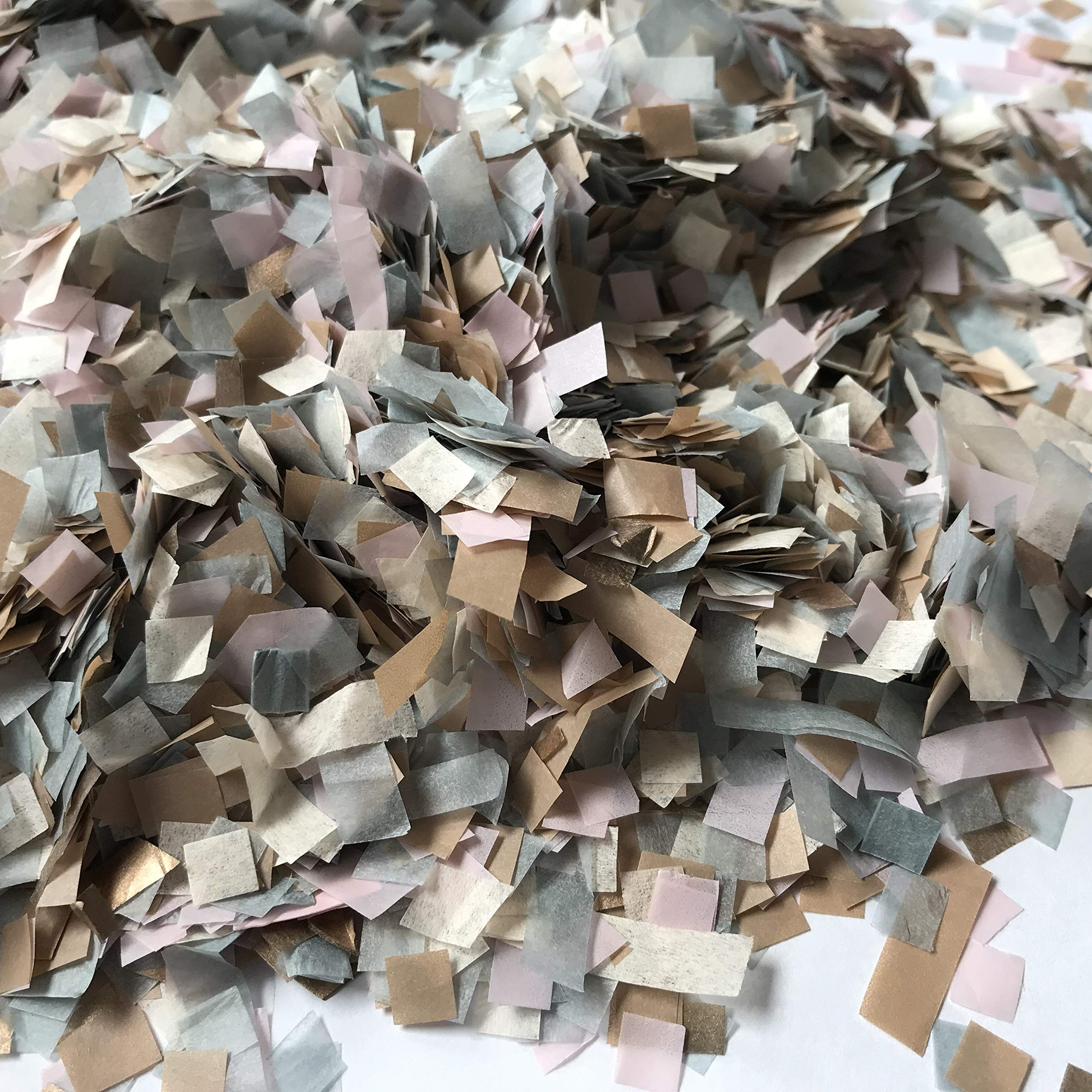 Biodegradable Confetti Mix - Dove Grey & Blush Rose Gold Tissue Paper for Wedding Aisle Decor, Flower Basket Fillers & Eco-Friendly Party Decorations (60g/2oz) - Perfect for Weddings, Baby Showers & Special Events