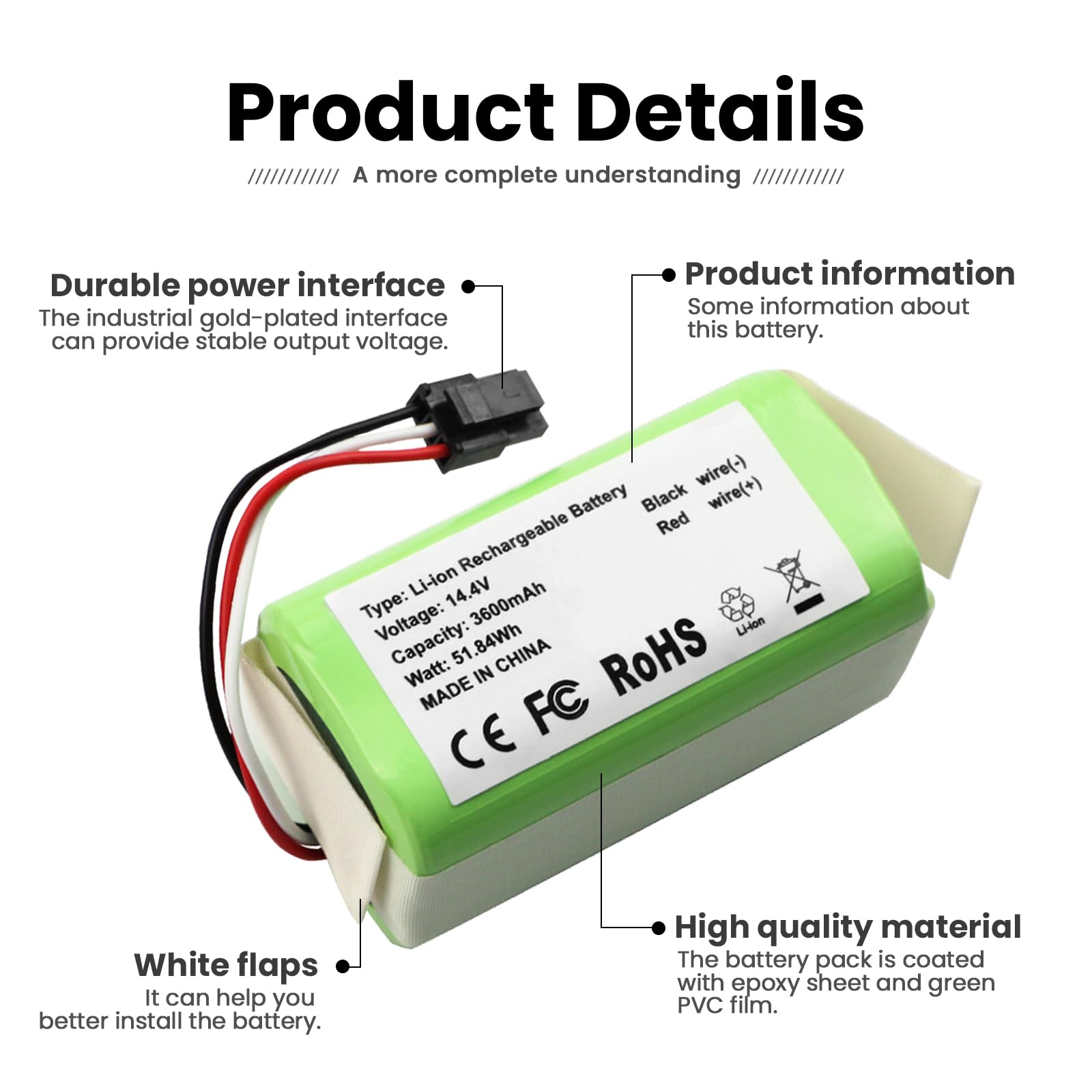 ANTIEE 3600mAh Replacement Battery for Qihoo 360 S5 S7 S7 Pro T90 X9 Robot Vacuum - Compatible with Home Cleaning Robots | Long-Lasting Power for Efficient Floor Cleaning