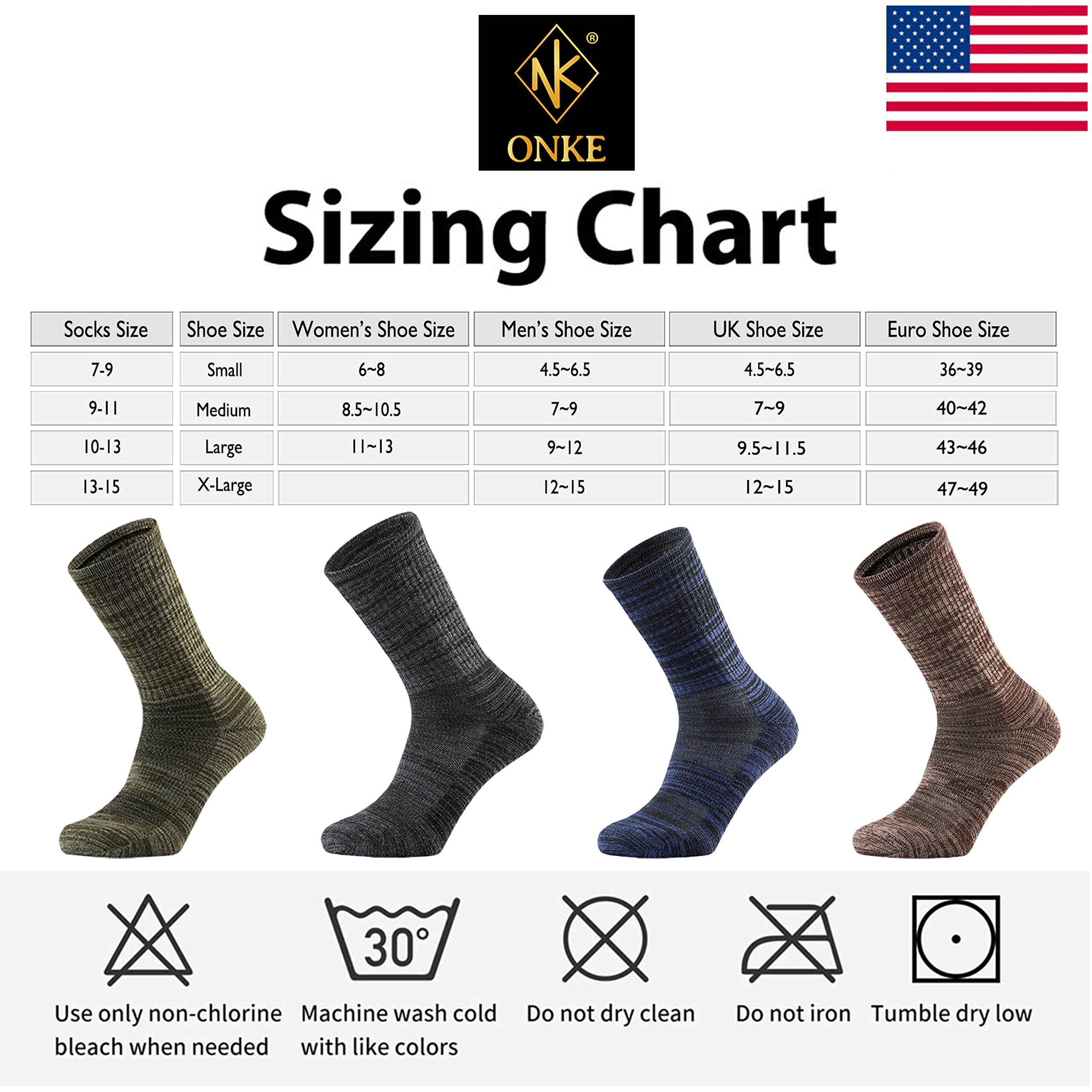 ONKE Merino Wool Cushion Crew Socks for Men - Moisture Wicking, Breathable & Comfortable Hiking Socks for Outdoor Activities, Walking & Daily Wear