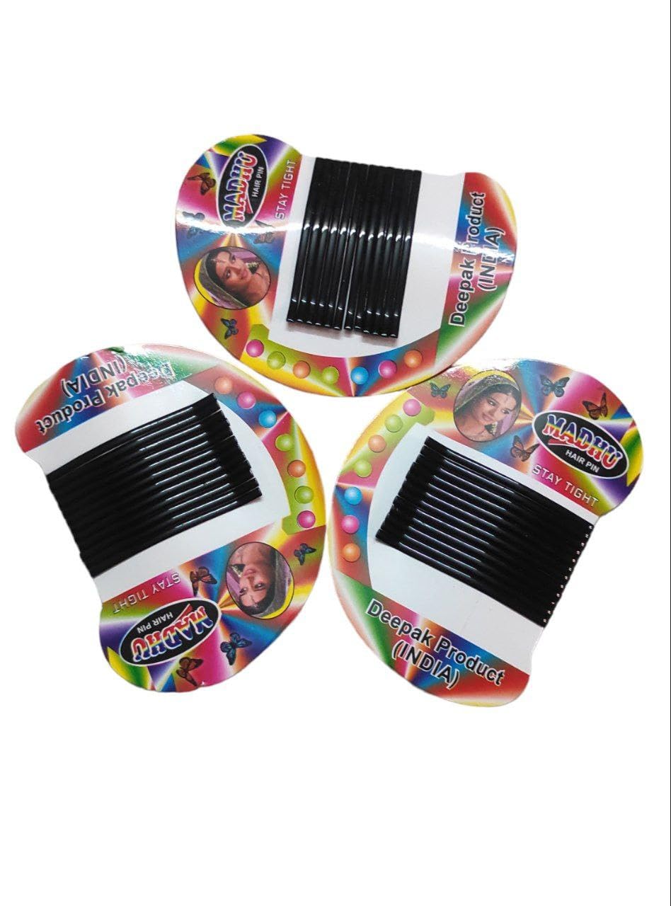 Sidhav 36-Piece Black Metal Hair Pins for Women & Girls - 6cm Hair Styling Accessories (Pack of 36) - Perfect for Updos, Braids, Buns & Everyday Hairstyles