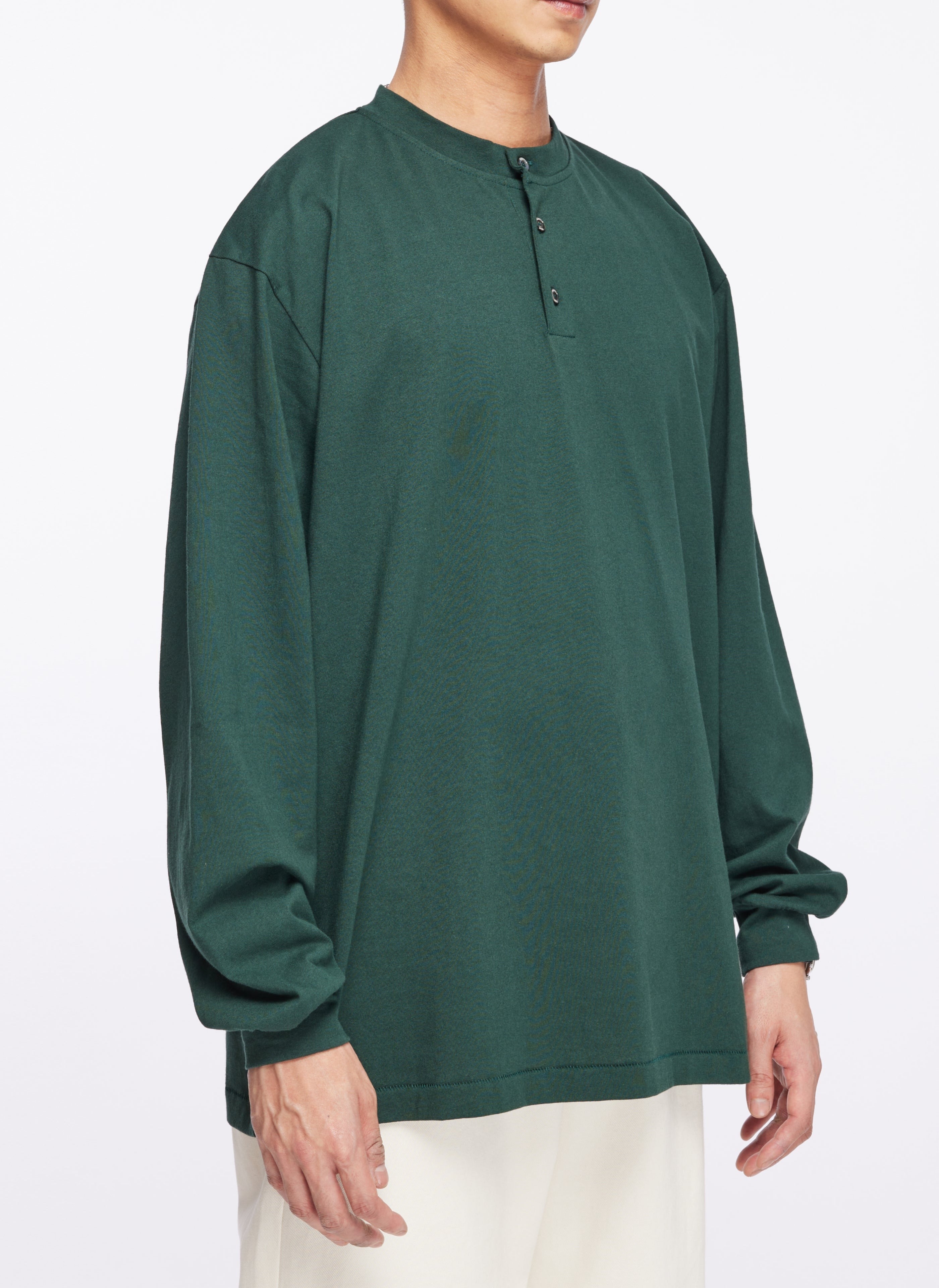 220G Soft Cotton Henley Neck Long Sleeve T-Shirt for Men - Comfortable Casual Wear for Everyday, Work & Outdoor Activities