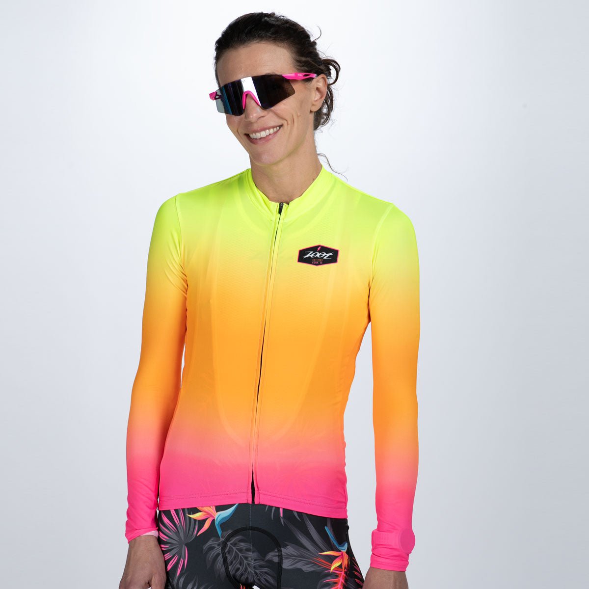 Women's Limited Edition Cycling Sun Protection Long Sleeve Jersey - Tropical Magic Print | UV Ray Blocking Performance Shirt for Road Biking & Outdoor Sports