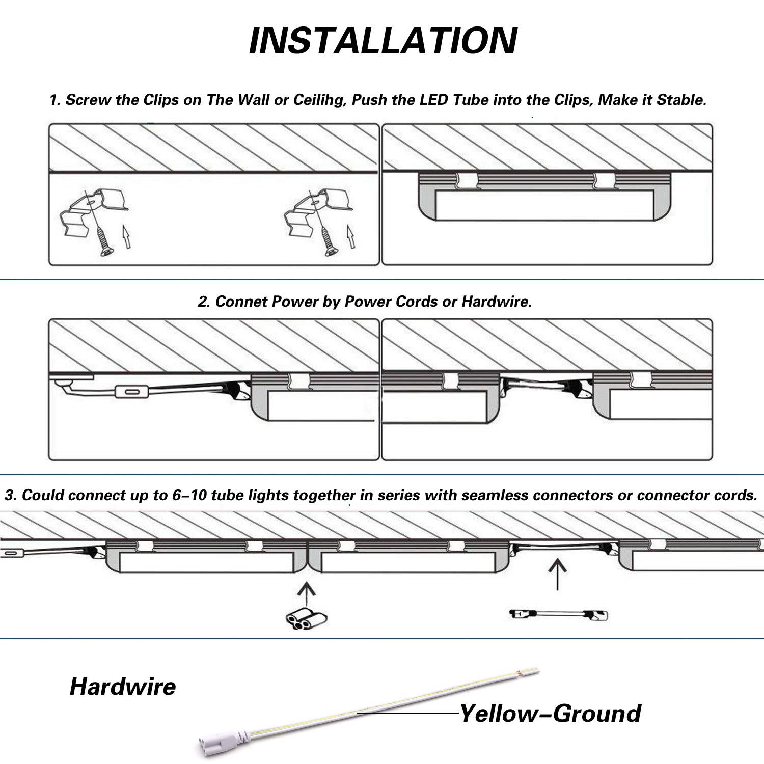 12 Inch 9W LED Shop Light Fixture - 1080LM, 5000K Daylight White, T8 V-Shape Integrated Tube Light - High Output & Brighter for Garage, Warehouse, Basement - Plug and Play (Pack of 2) - Perfect for Workspaces, Retail Stores & Home Improvement Projects