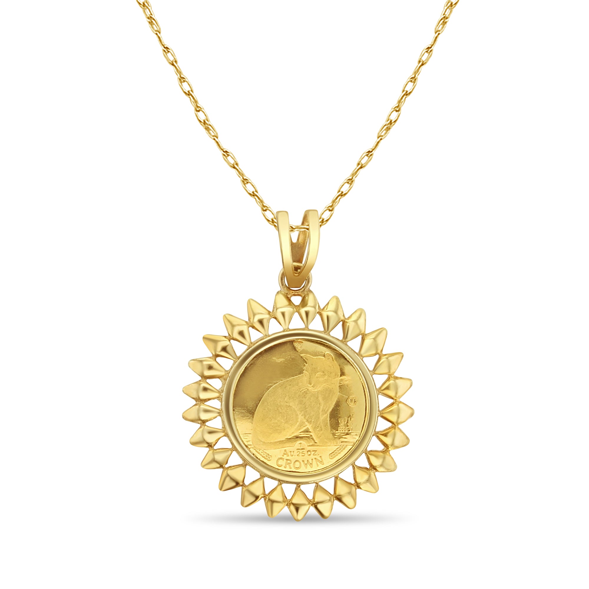 1/25 OZ Isle of Man Fine Gold Coin with Aztec Style Bezel - Perfect for Collectors, Investors & Unique Gift Giving