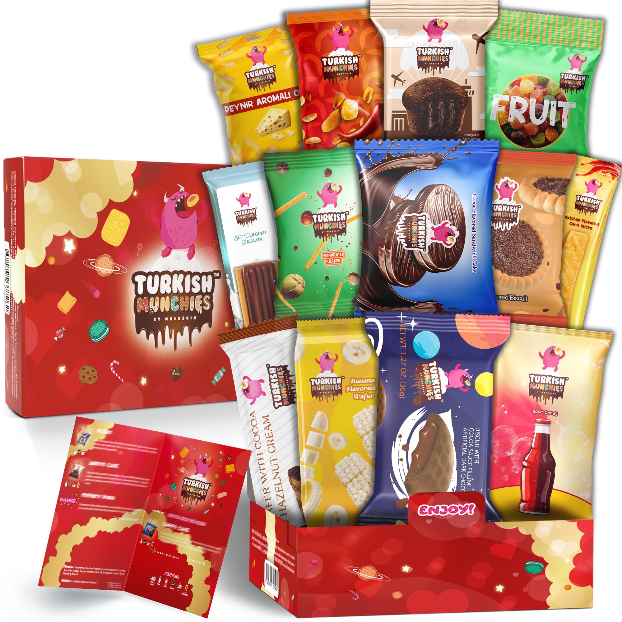 Premium Midi International Snack Box - Exotic Global Treats with 12 Full-Size + 1 Bonus Snack | Unique Gift Box Featuring Turkish Delights & Worldwide Candies | Perfect for Office Snacks, Party Favors & Cultural Food Exploration